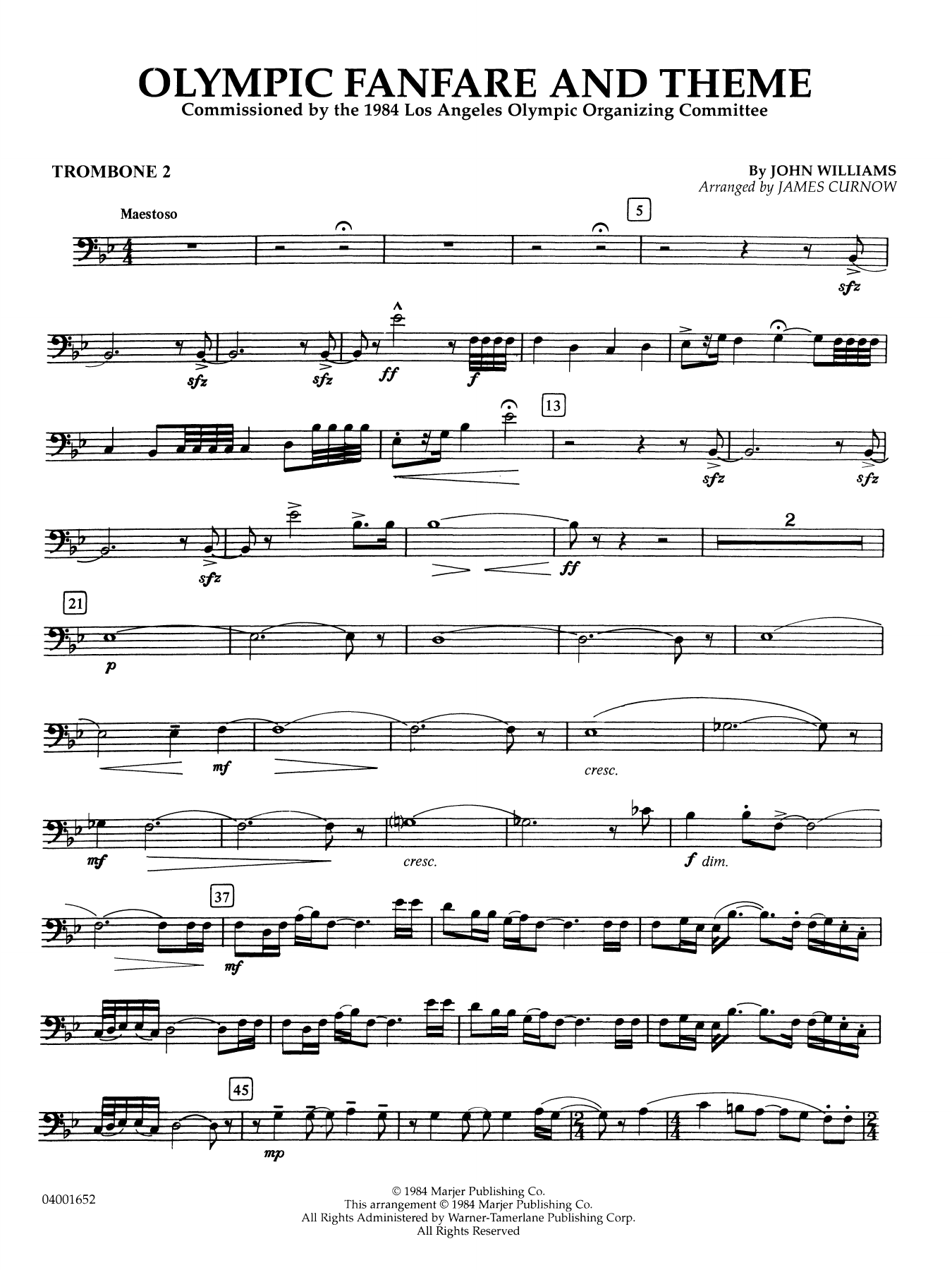 Olympic Fanfare and Theme (arr. James Curnow) - Trombone 2