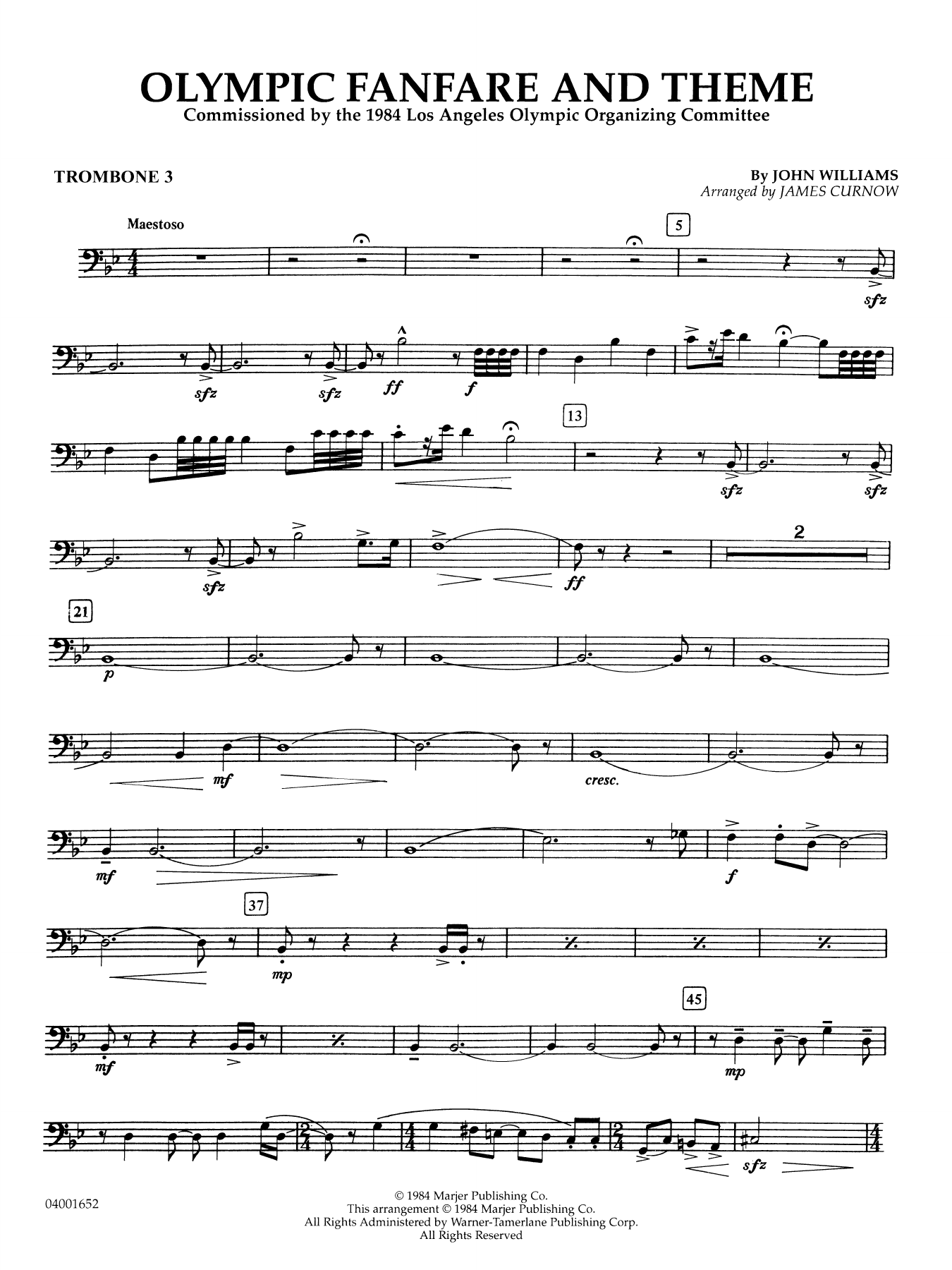Olympic Fanfare and Theme (arr. James Curnow) - Trombone 3