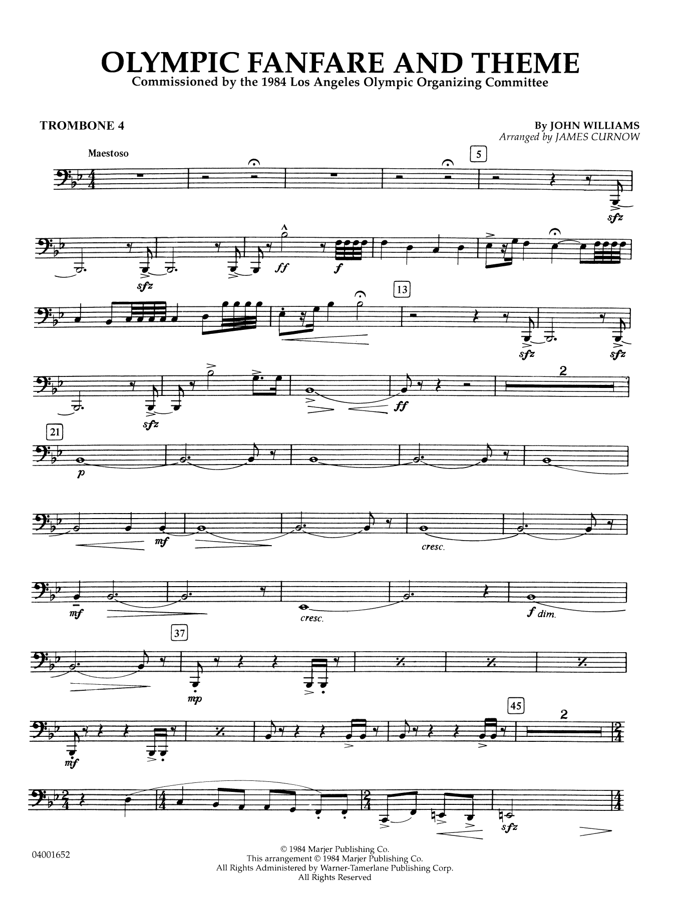Olympic Fanfare and Theme (arr. James Curnow) - Trombone 4