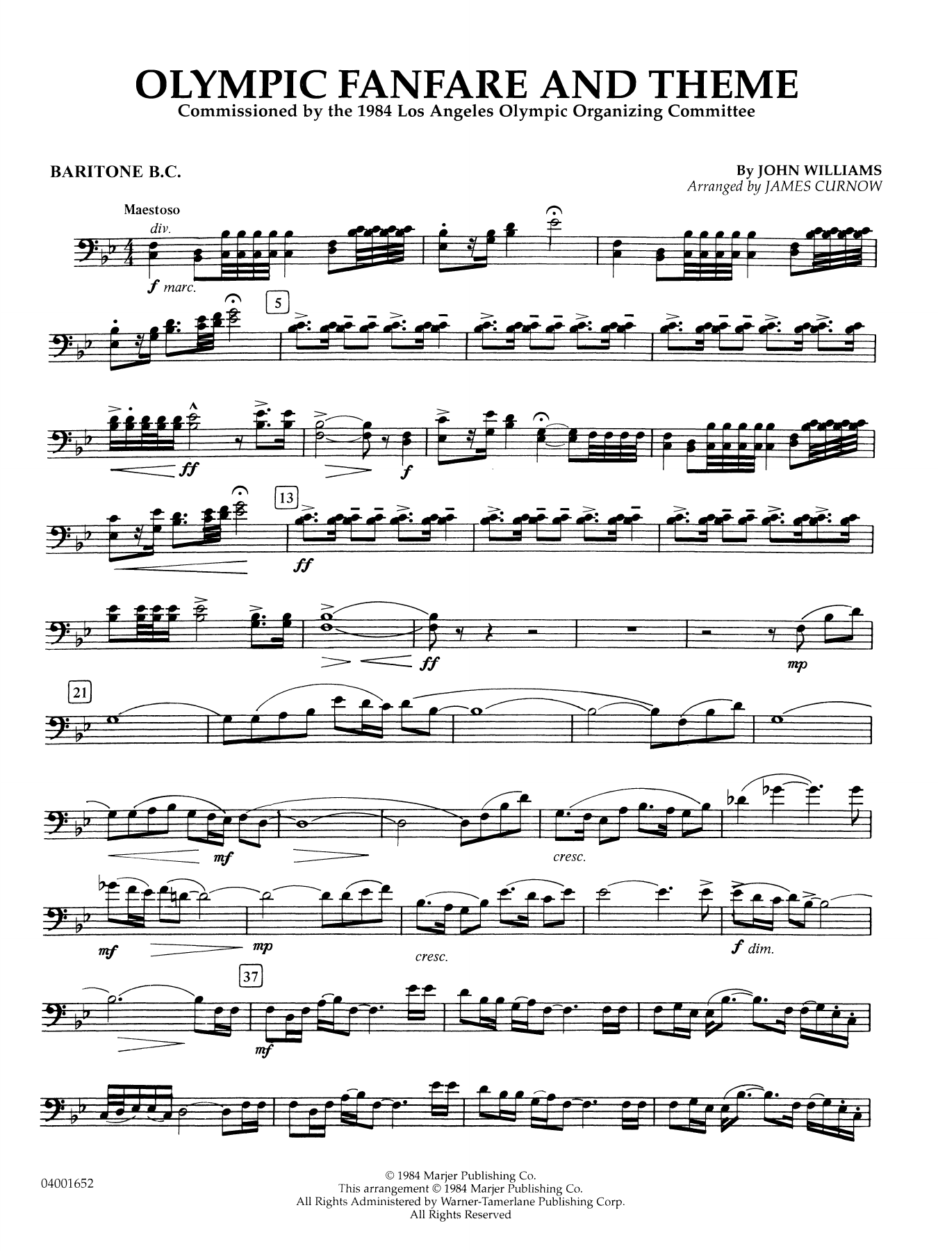 Olympic Fanfare and Theme (arr. James Curnow) - Baritone B.C.