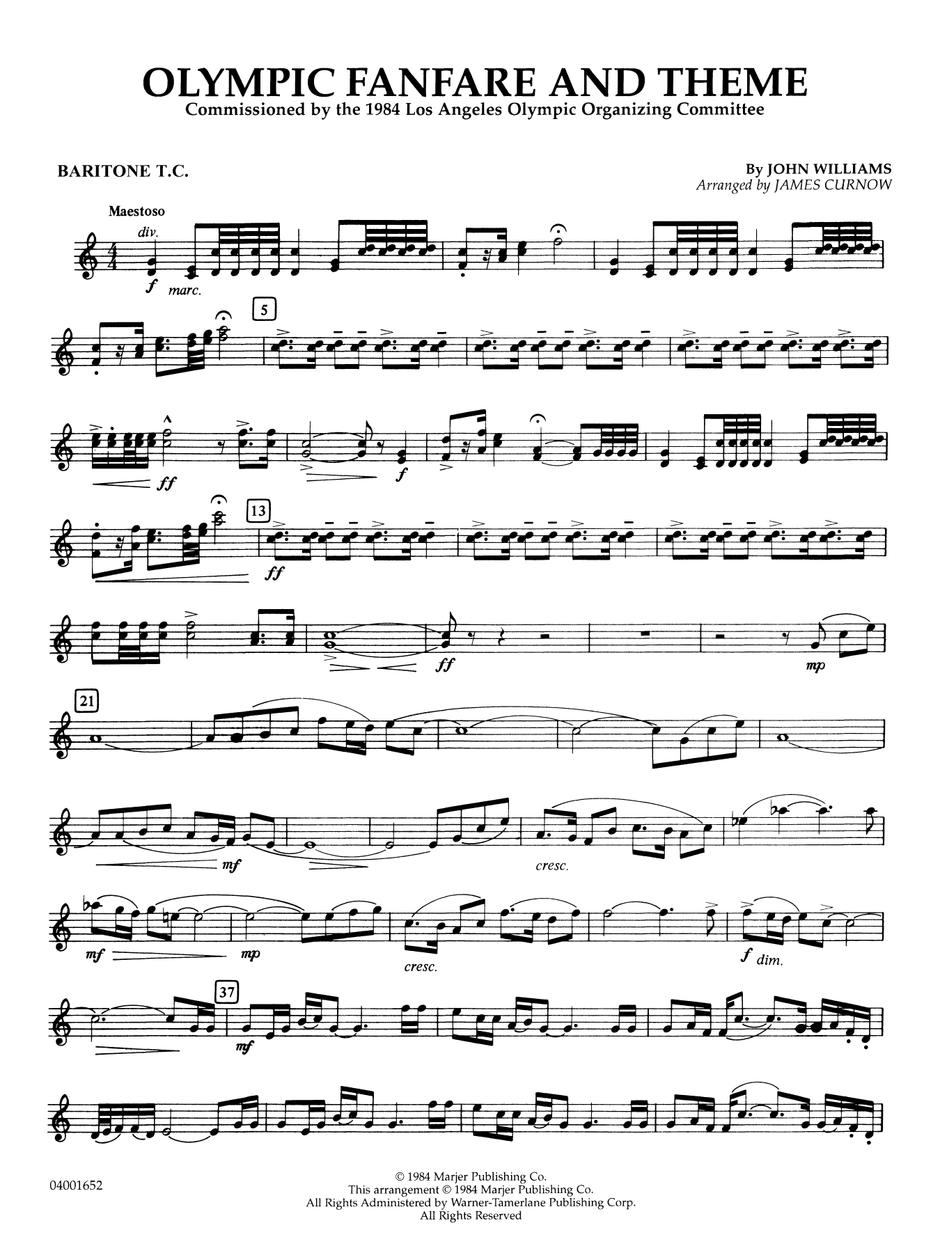 Olympic Fanfare and Theme (arr. James Curnow) - Baritone T.C.