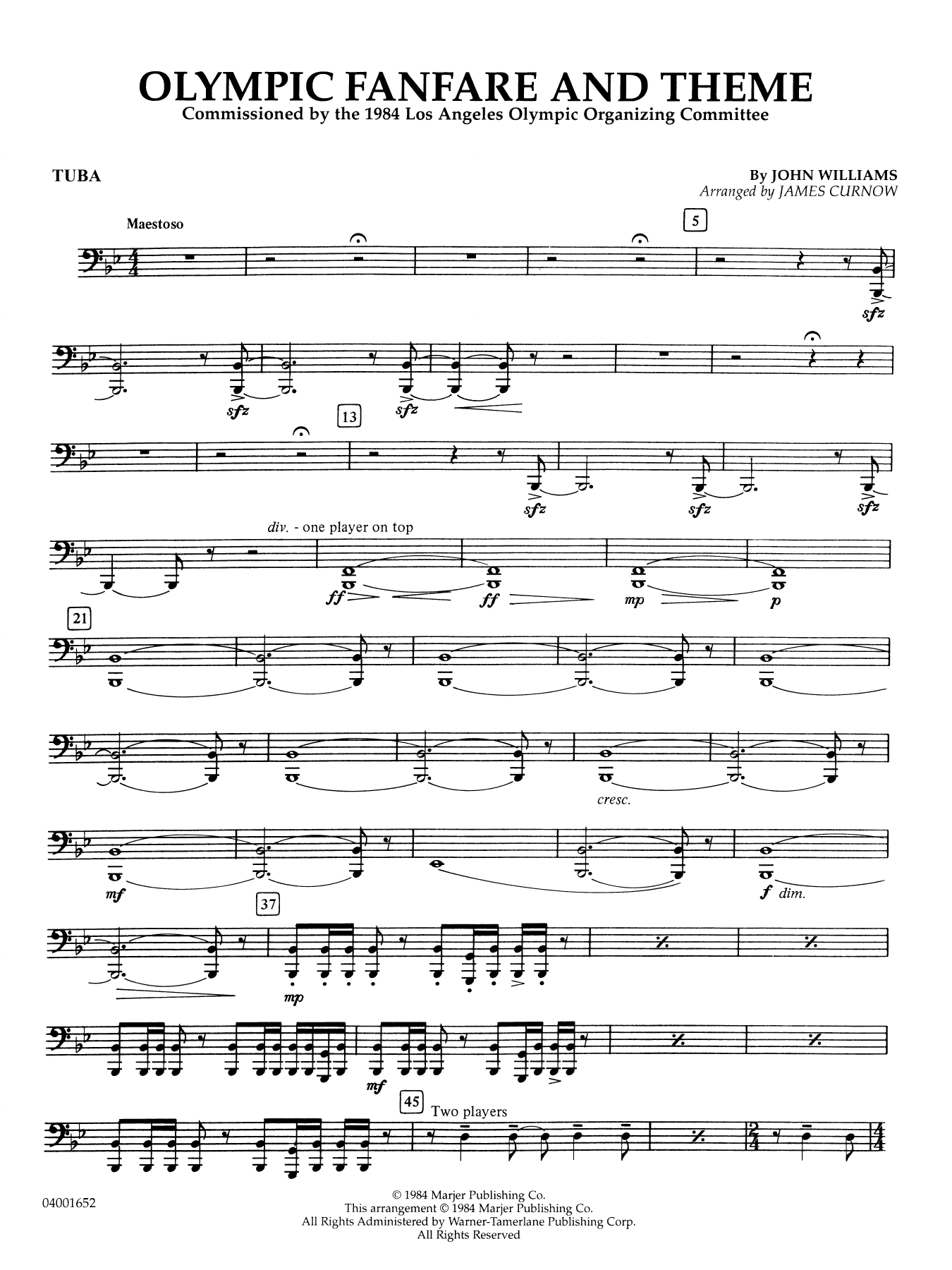 Olympic Fanfare and Theme (arr. James Curnow) - Tuba