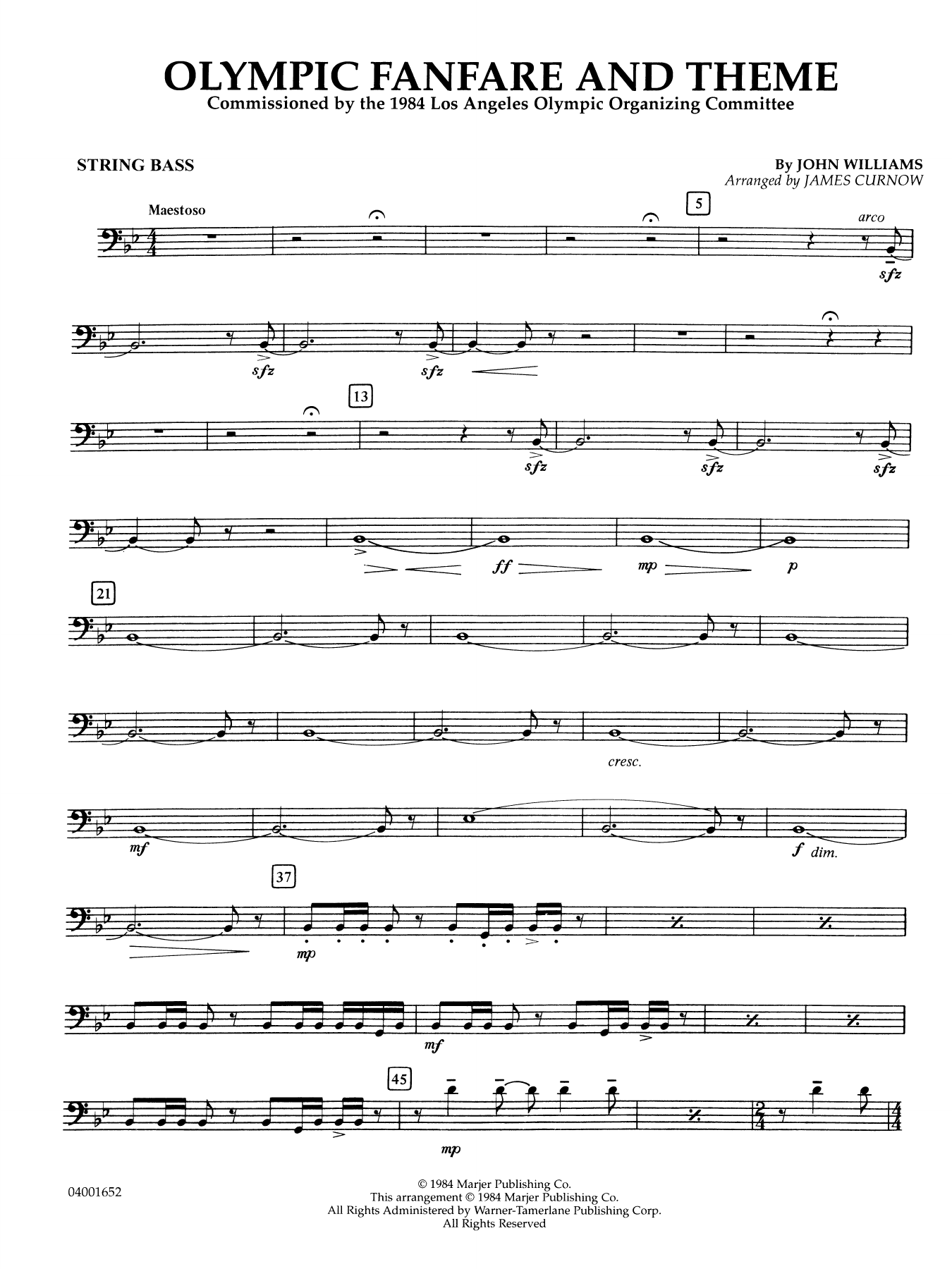 Olympic Fanfare and Theme (arr. James Curnow) - String Bass
