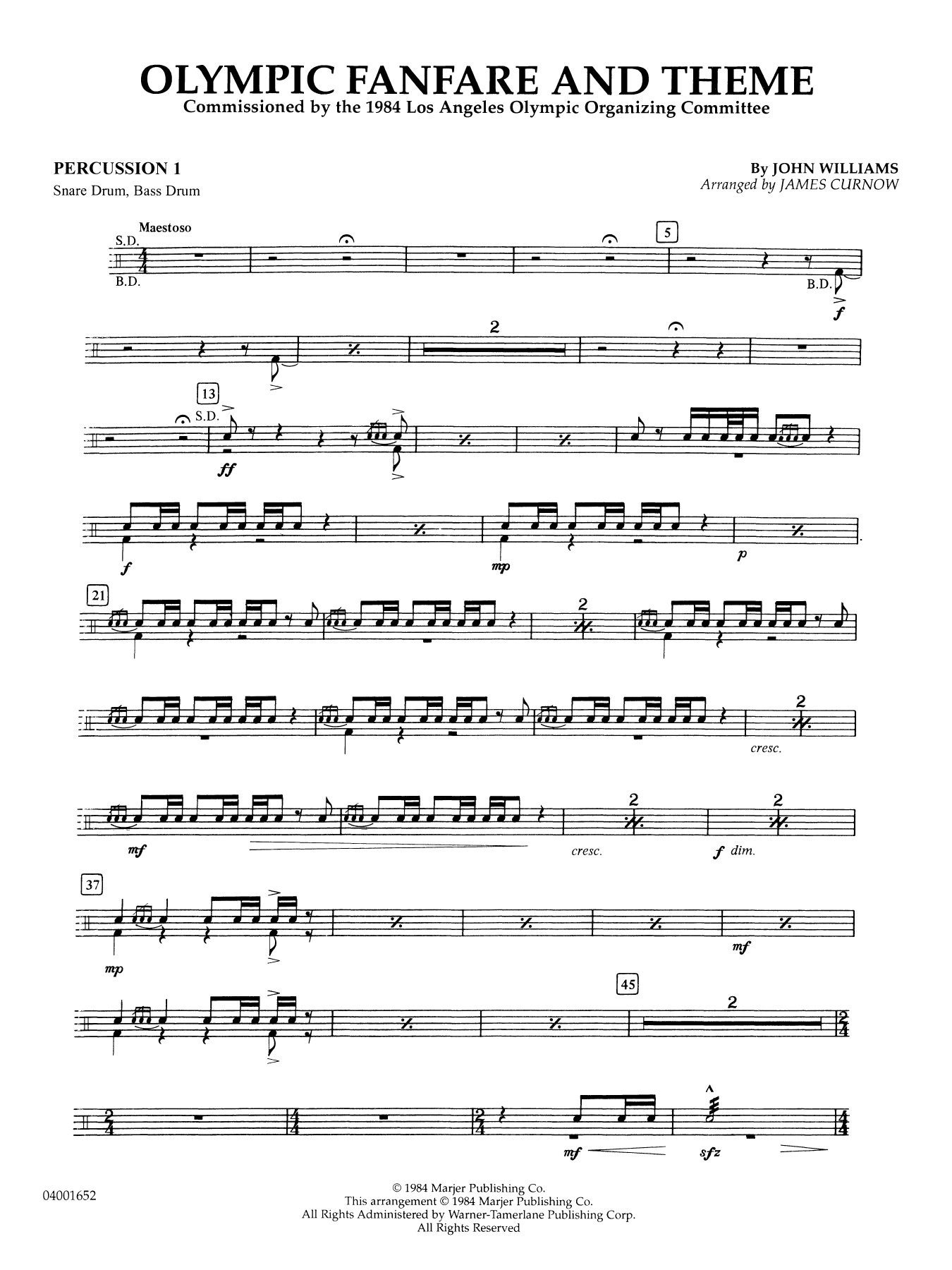 Olympic Fanfare and Theme (arr. James Curnow) - Percussion 1