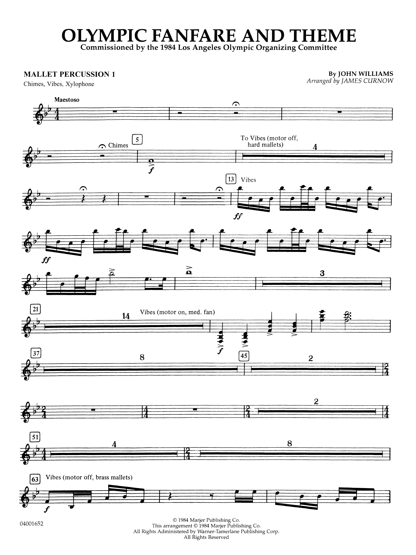 Olympic Fanfare and Theme (arr. James Curnow) - Mallet Percussion 1