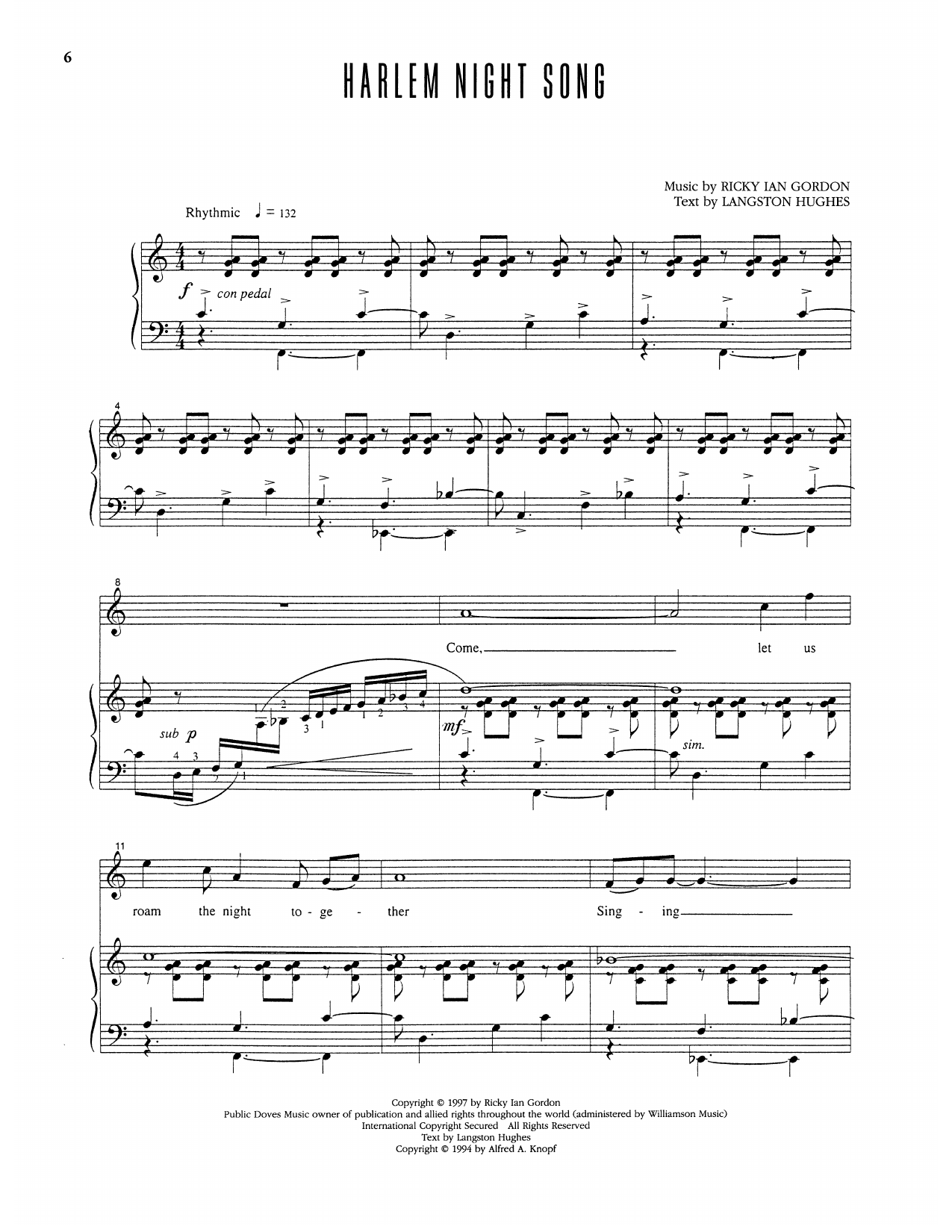 Harlem Night Song: Piano Vocal