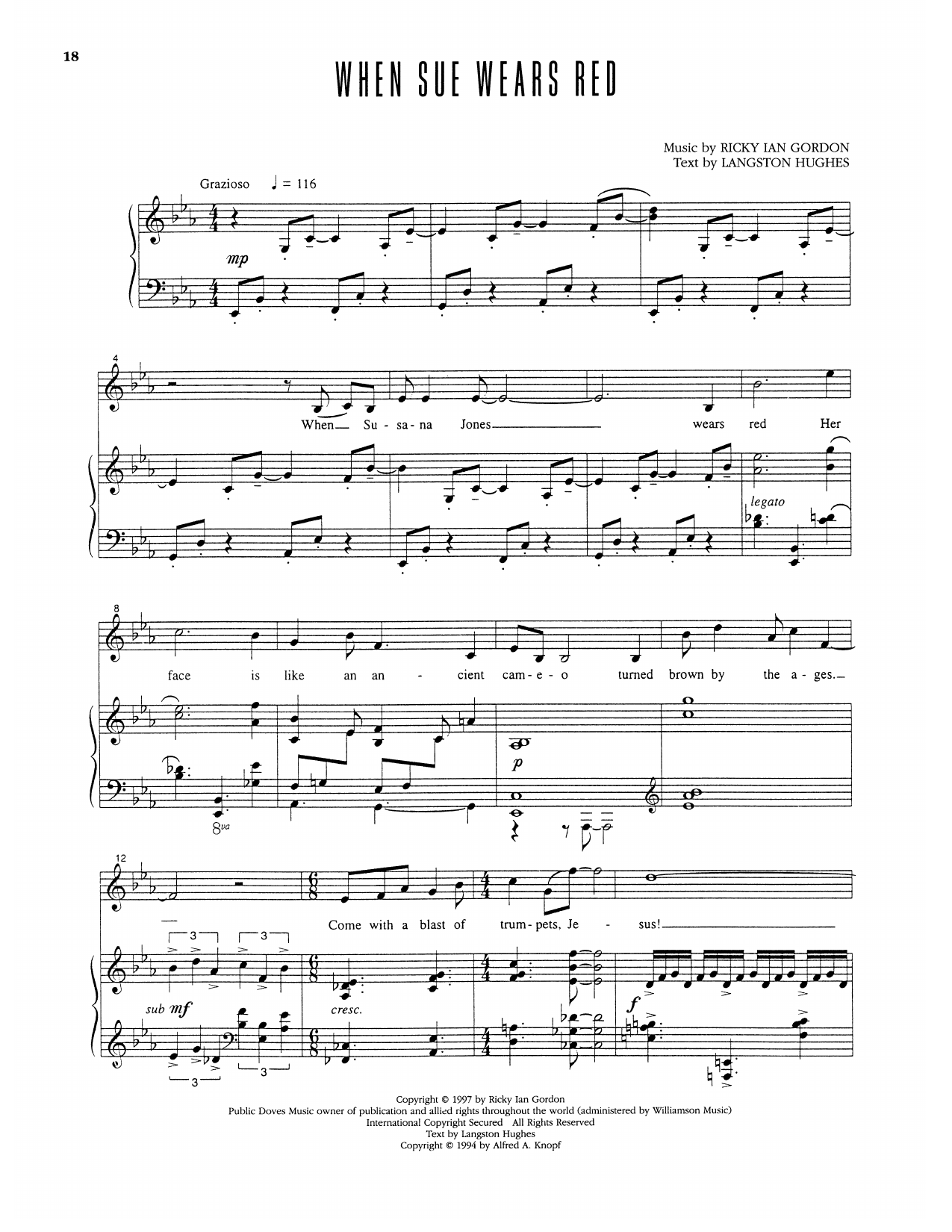 When Sue Wears Red: Piano Vocal
