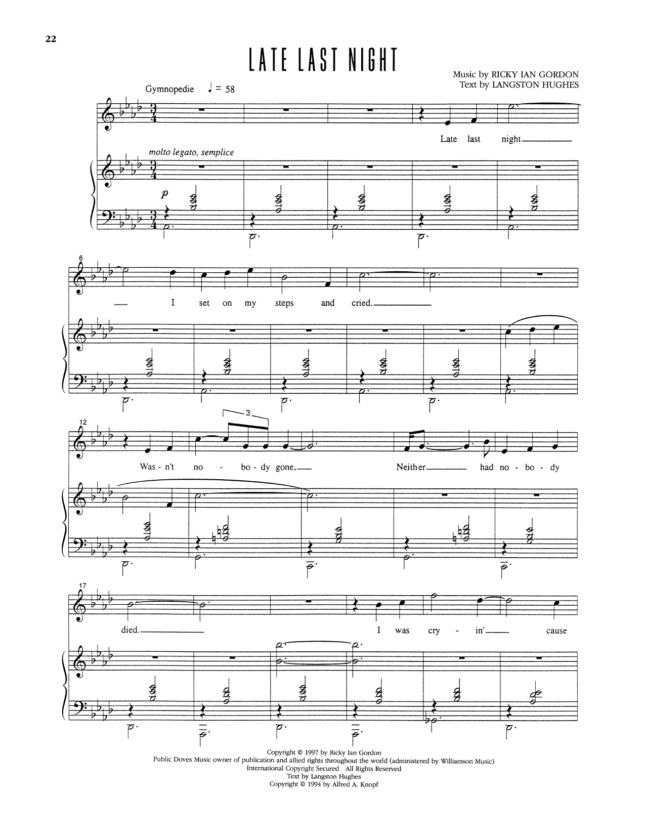 Late Last Night: Piano Vocal