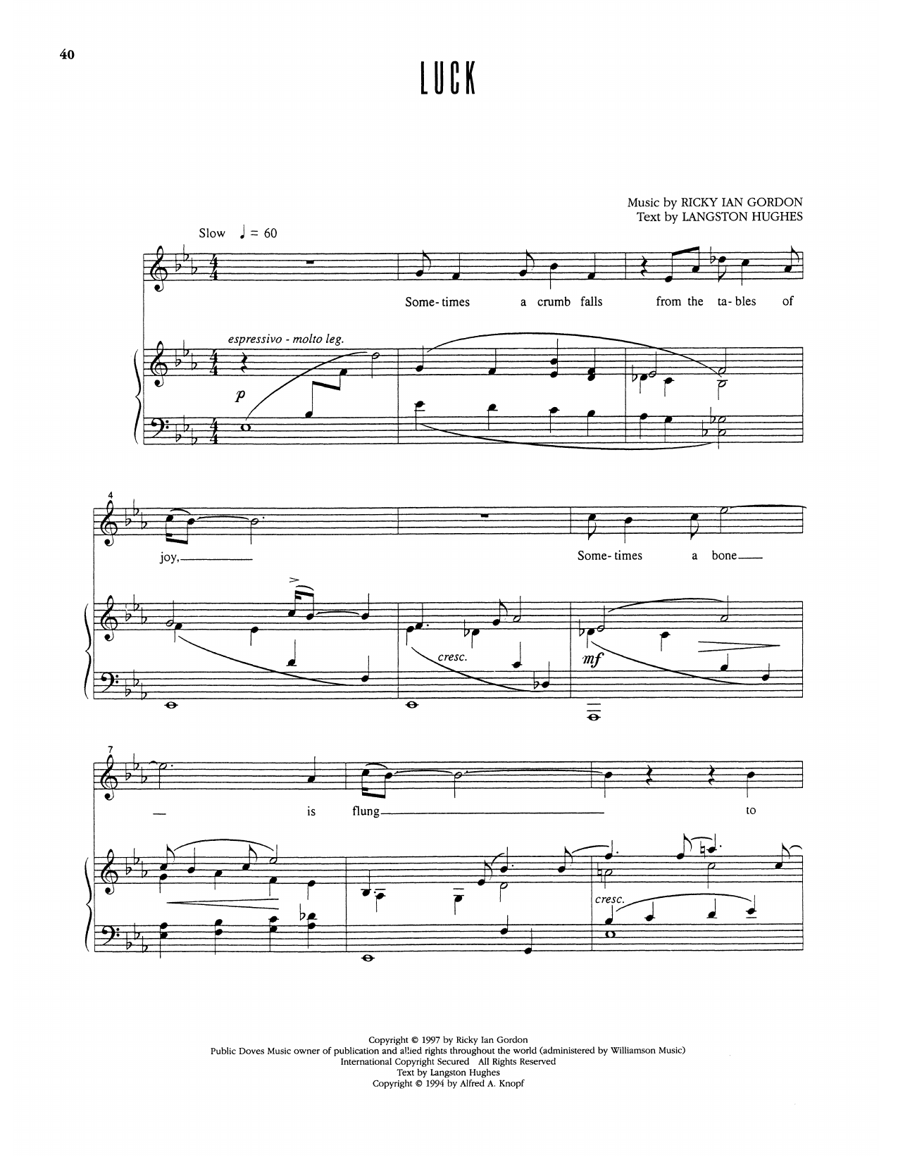 Luck: Piano Vocal