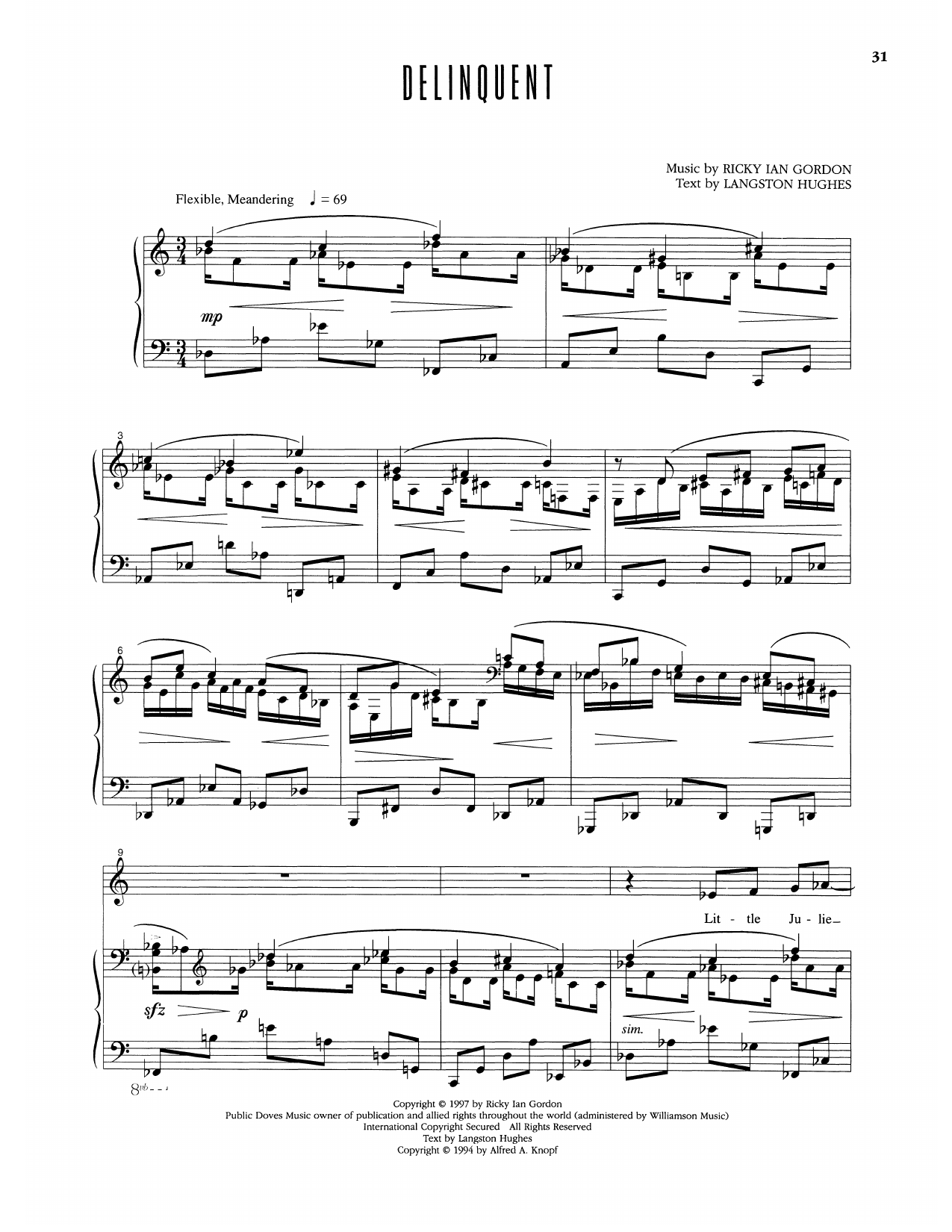 Delinquent: Piano Vocal