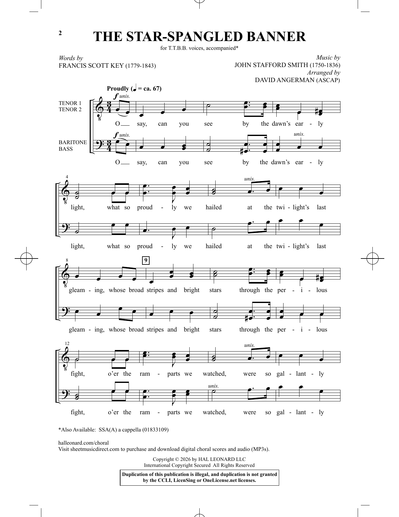 The Star-Spangled Banner (arr. David Angerman)