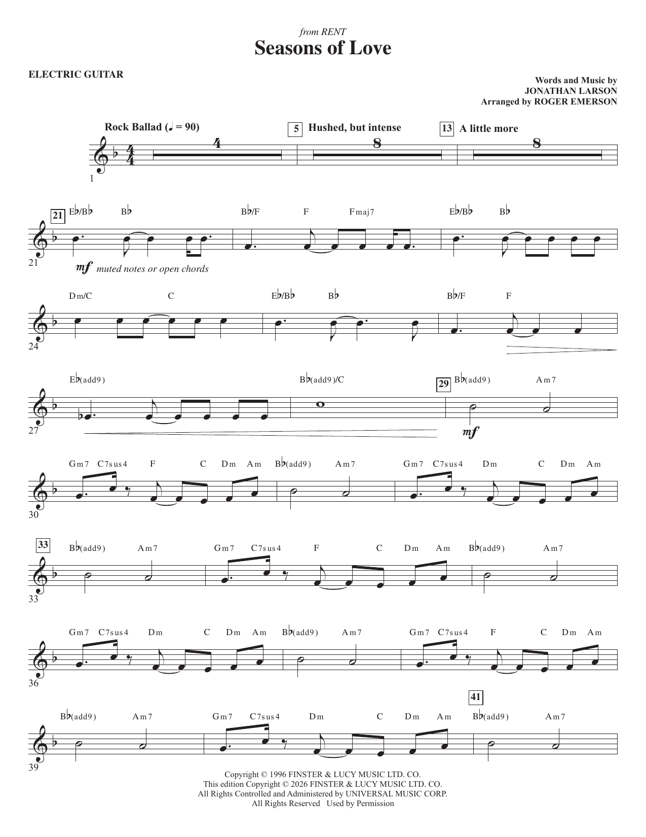 Seasons Of Love (arr. Roger Emerson) - Electric Guitar