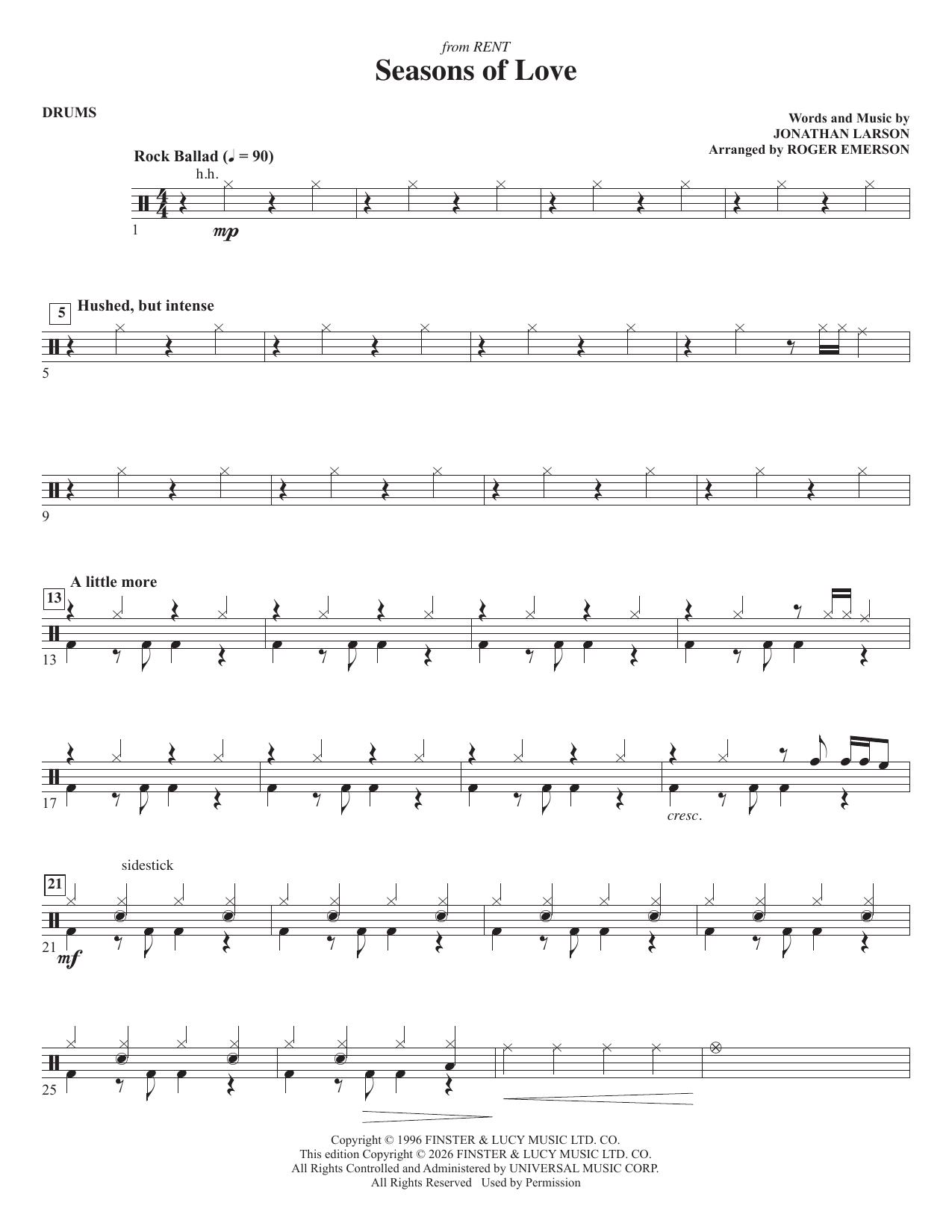 Seasons Of Love (arr. Roger Emerson) - Drums