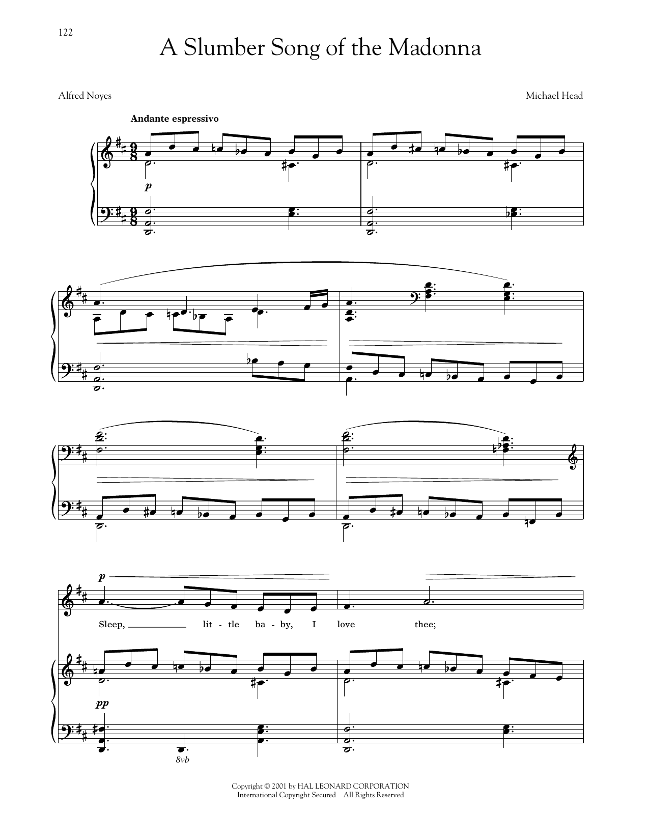A Slumber Song Of The Madonna (arr. Richard Walters): Piano Vocal