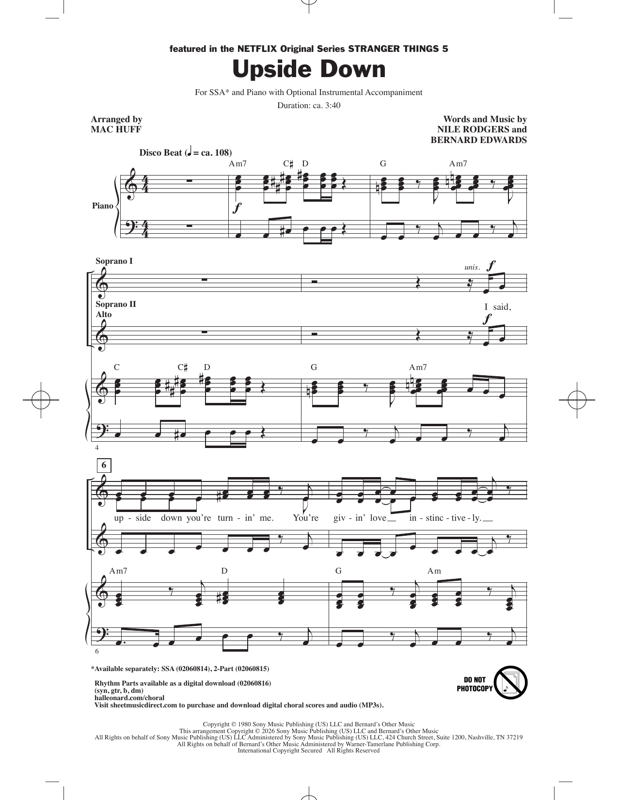 Upside Down (featured in Stranger Things 5) (arr. Mac Huff)