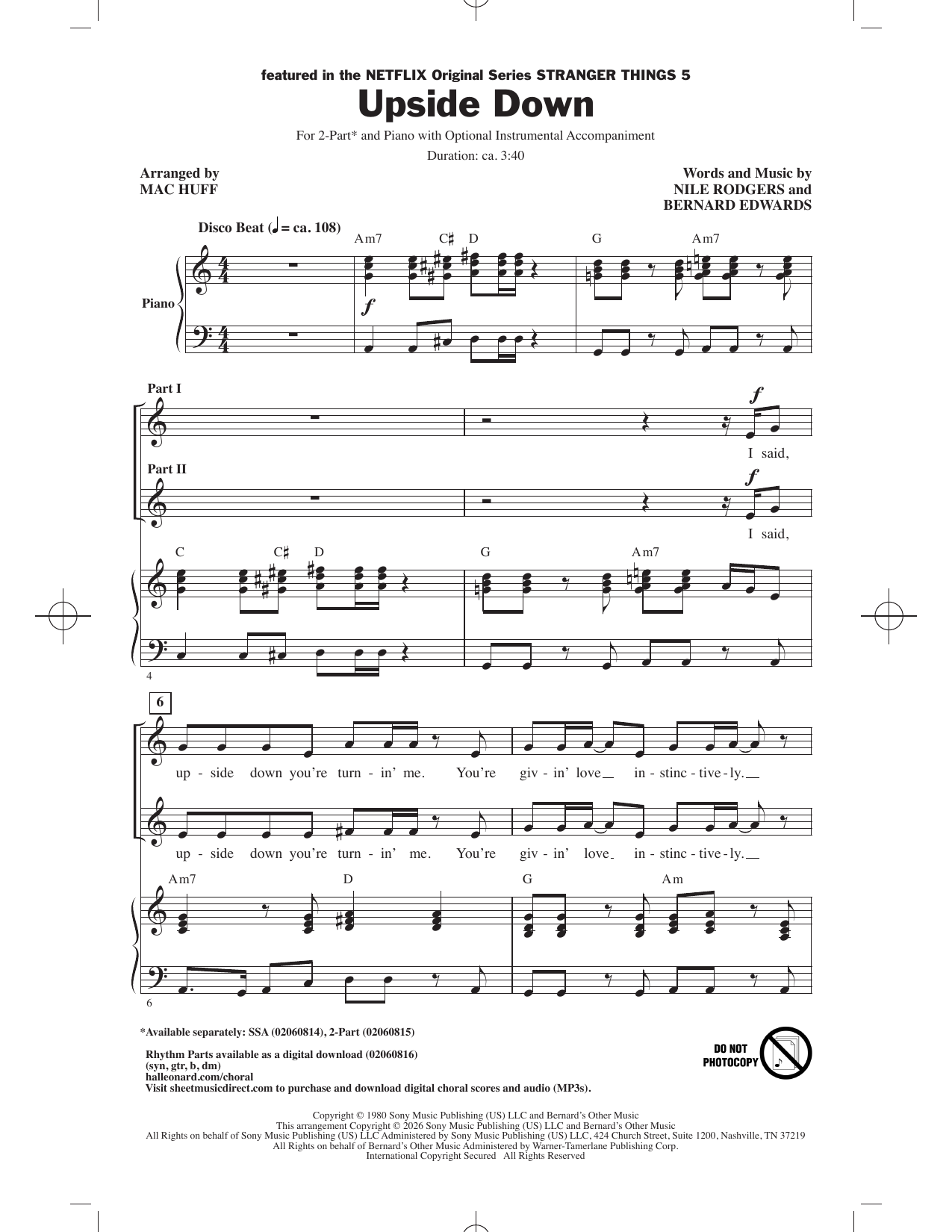 Upside Down (featured in Stranger Things 5) (arr. Mac Huff)