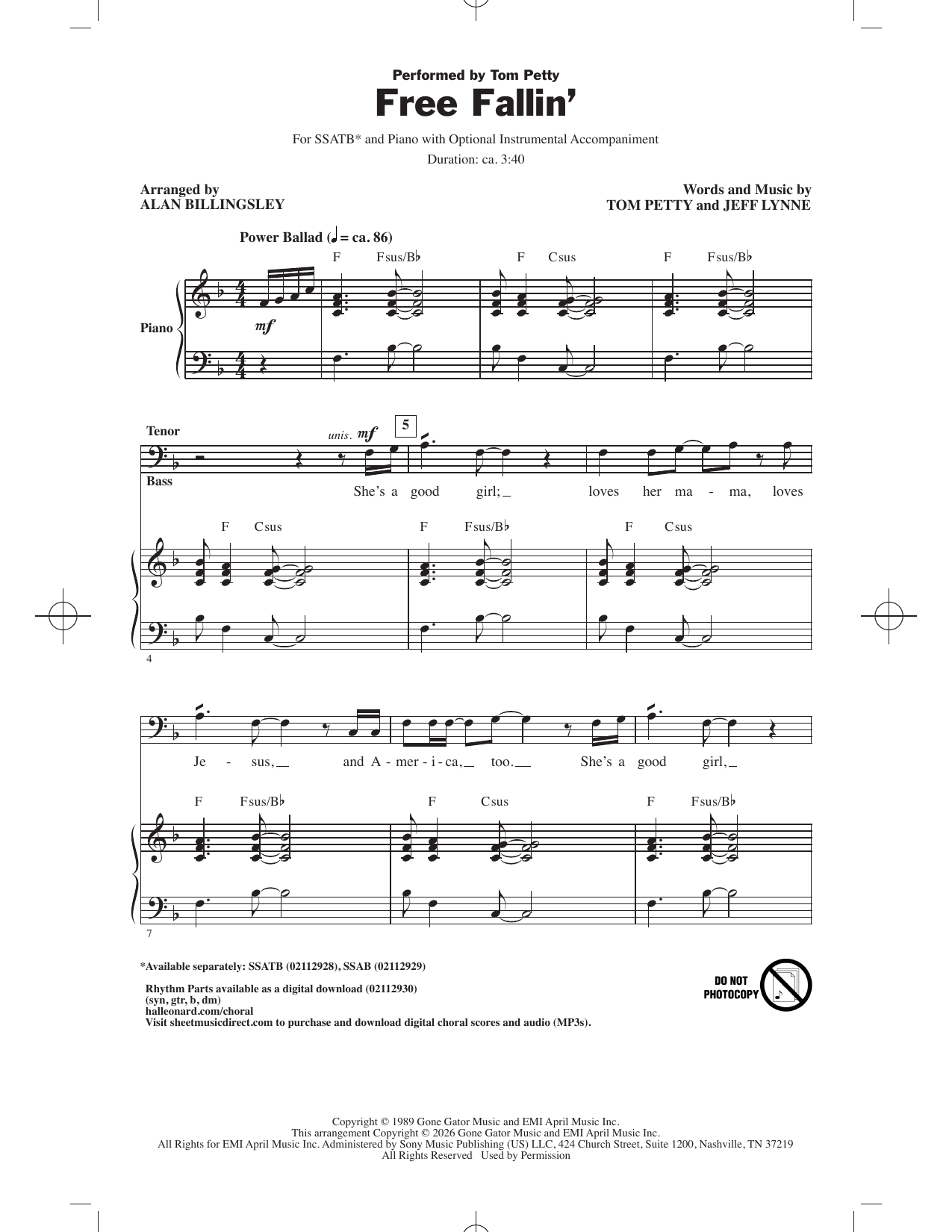Free Fallin' (arr. Alan Billingsley)