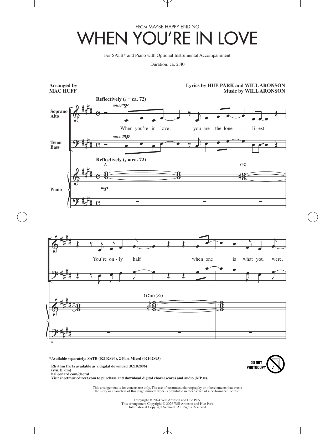 When You're In Love (from Maybe Happy Ending) (arr. Mac Huff)