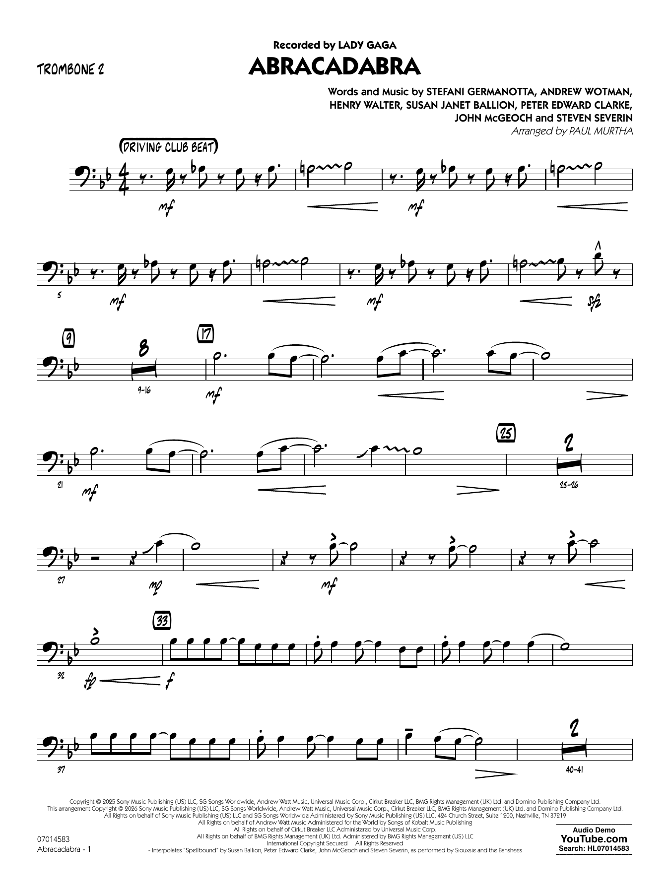 Abracadabra (arr. Paul Murtha) - Trombone 2