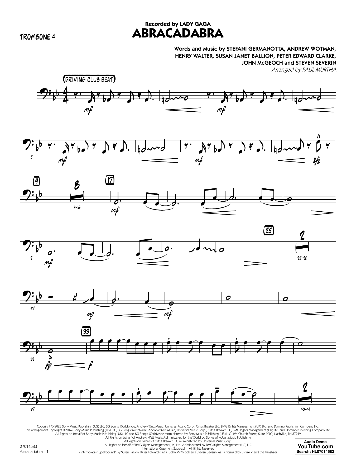 Abracadabra (arr. Paul Murtha) - Trombone 4