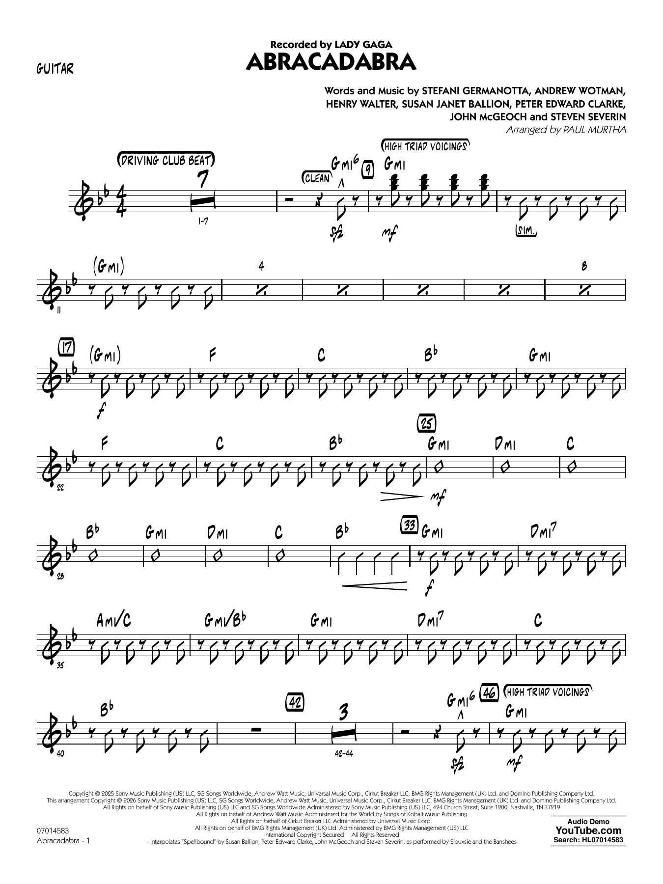 Abracadabra (arr. Paul Murtha) - Guitar