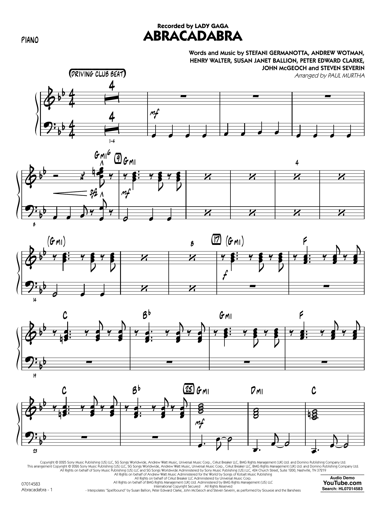 Abracadabra (arr. Paul Murtha) - Piano