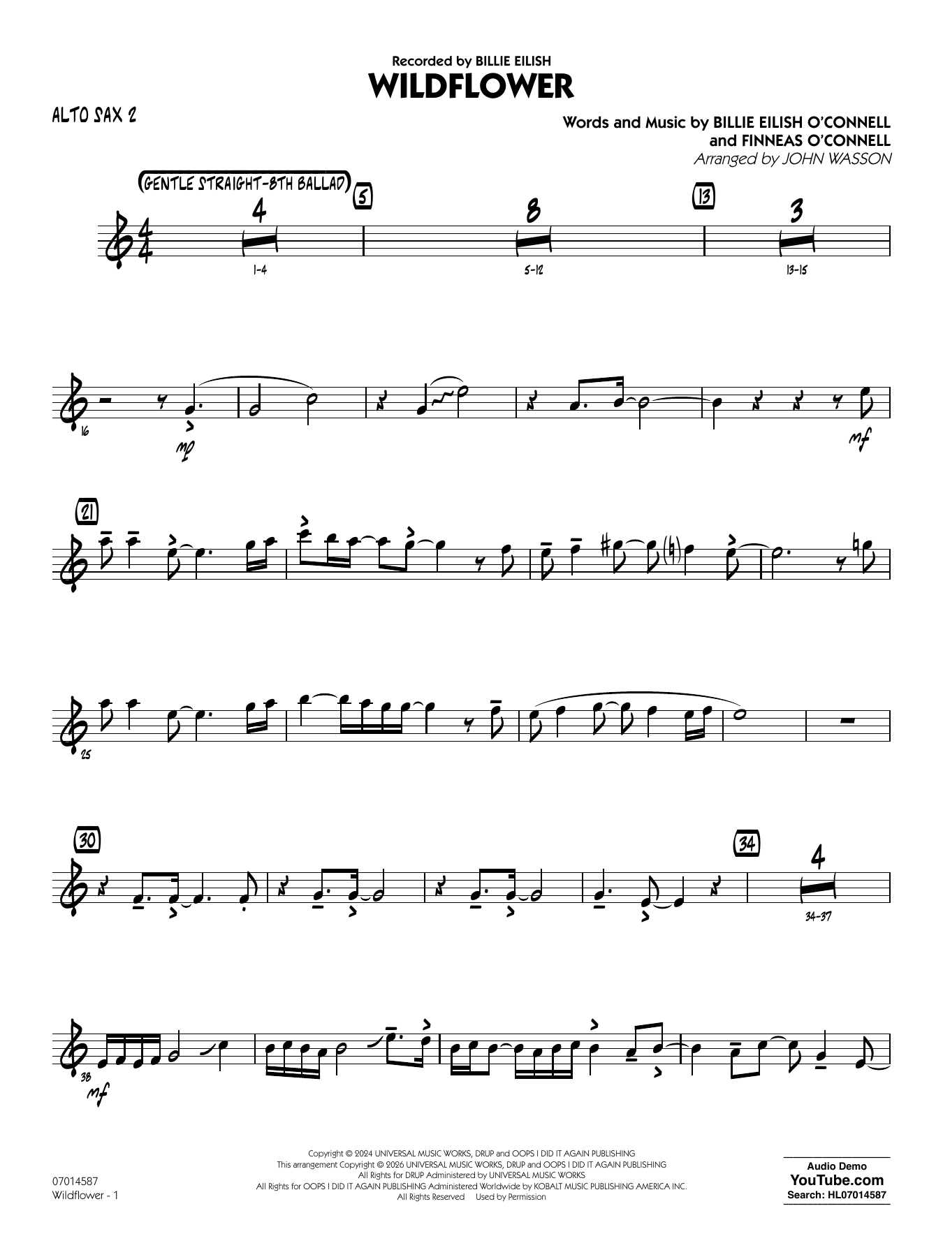 Wildflower (arr. John Wasson) - Alto Sax 2