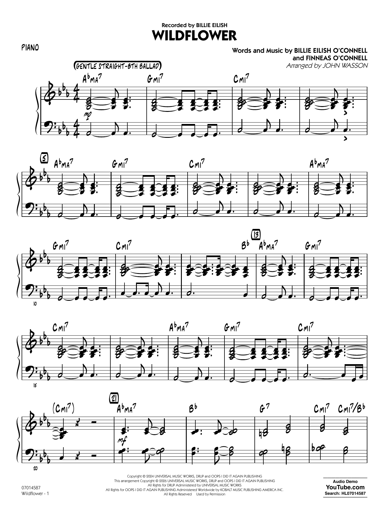 Wildflower (arr. John Wasson) - Piano