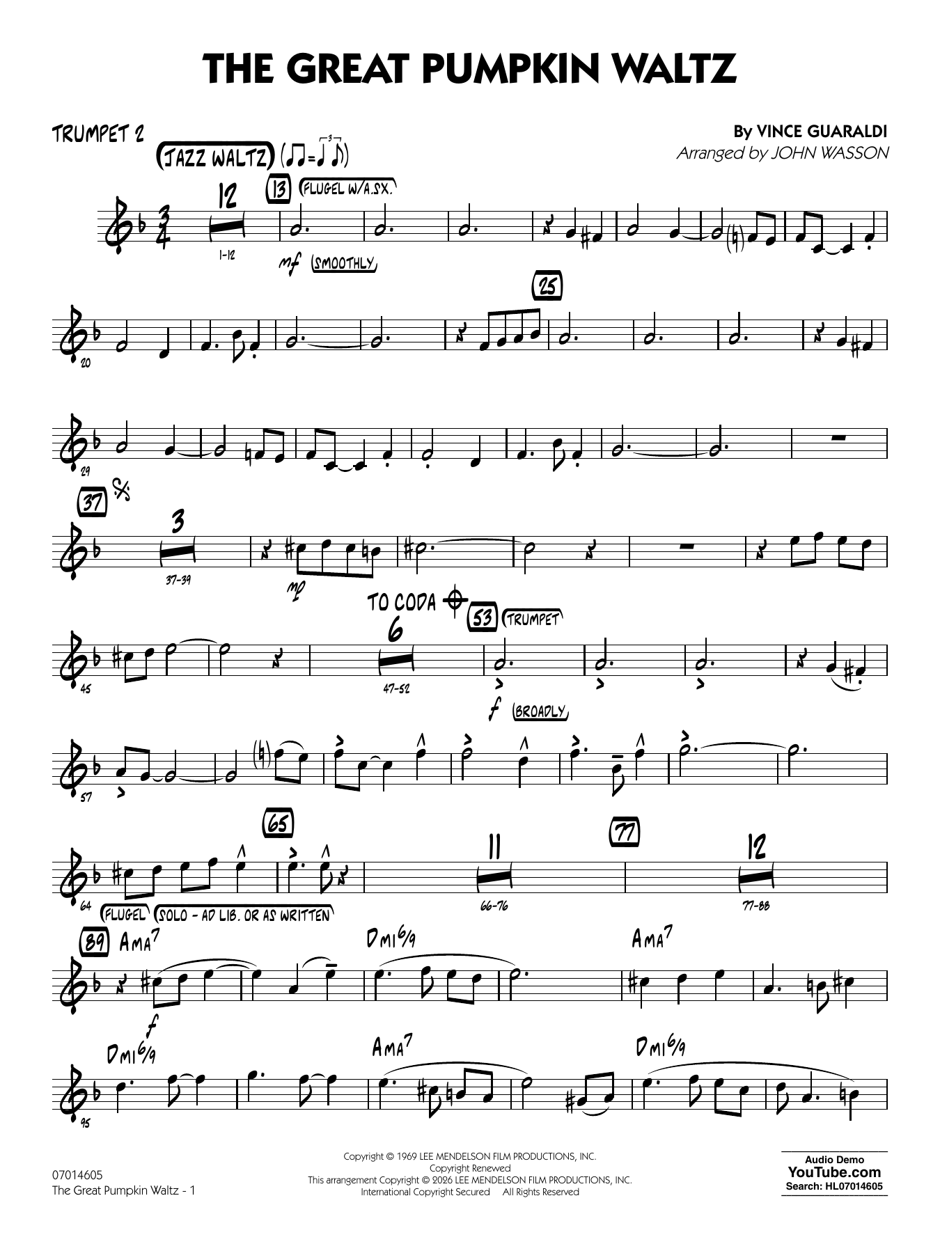 The Great Pumpkin Waltz (arr. John Wasson) - Trumpet 2
