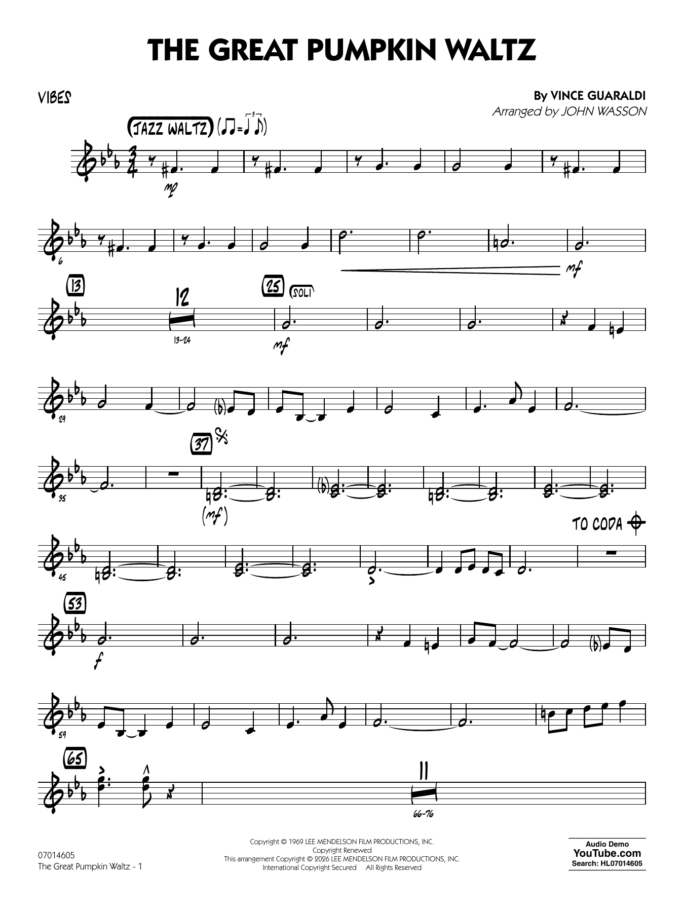 The Great Pumpkin Waltz (arr. John Wasson) - Vibes