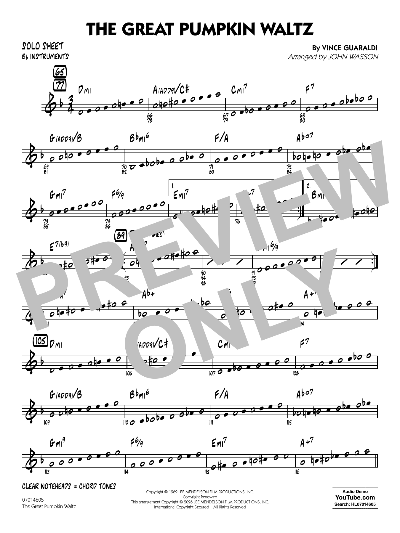 The Great Pumpkin Waltz (arr. John Wasson) - Bb Solo Sheet