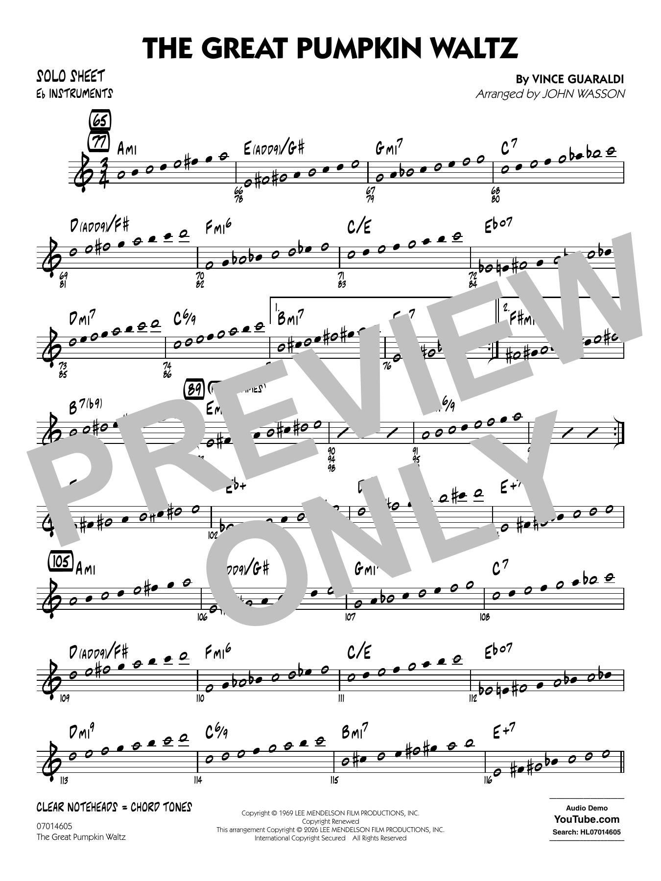 The Great Pumpkin Waltz (arr. John Wasson) - Eb Solo Sheet