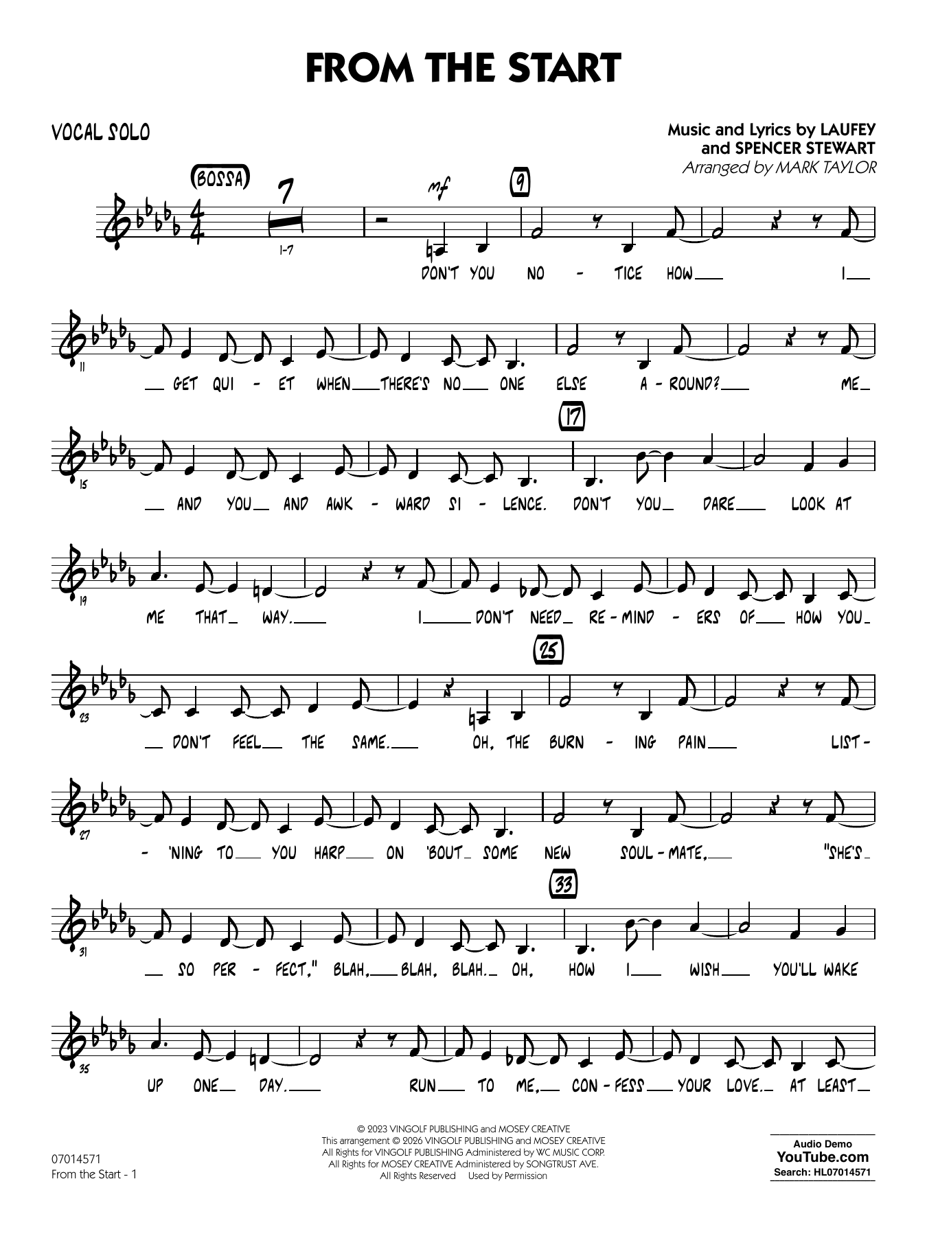 From the Start - Vocal Solo