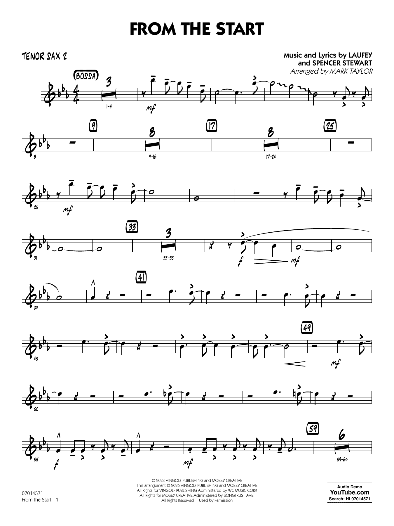 From the Start - Tenor Sax 2