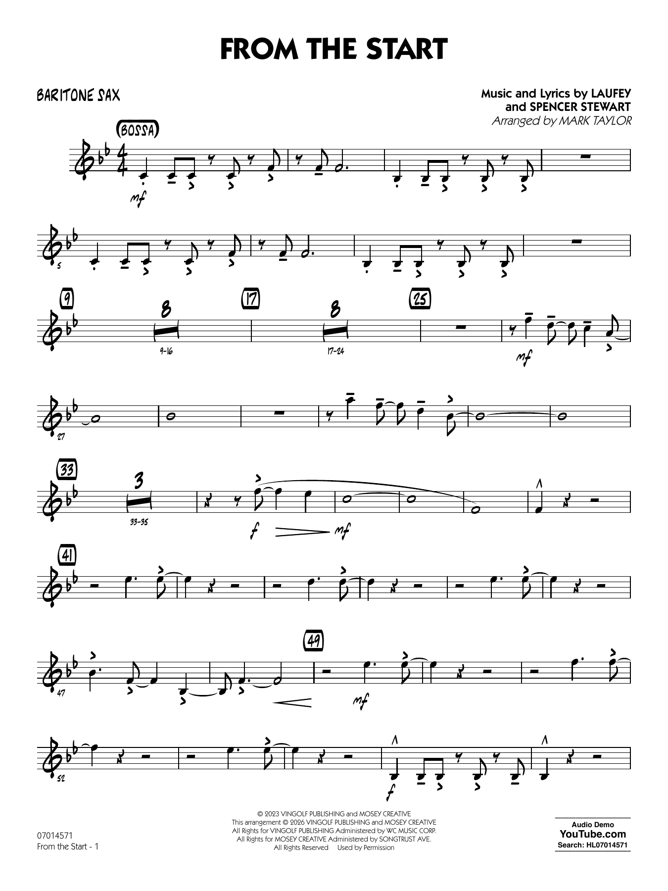 From the Start - Baritone Sax