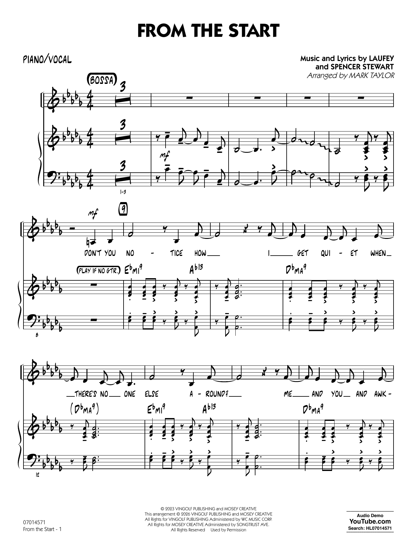 From the Start - Piano/Vocal