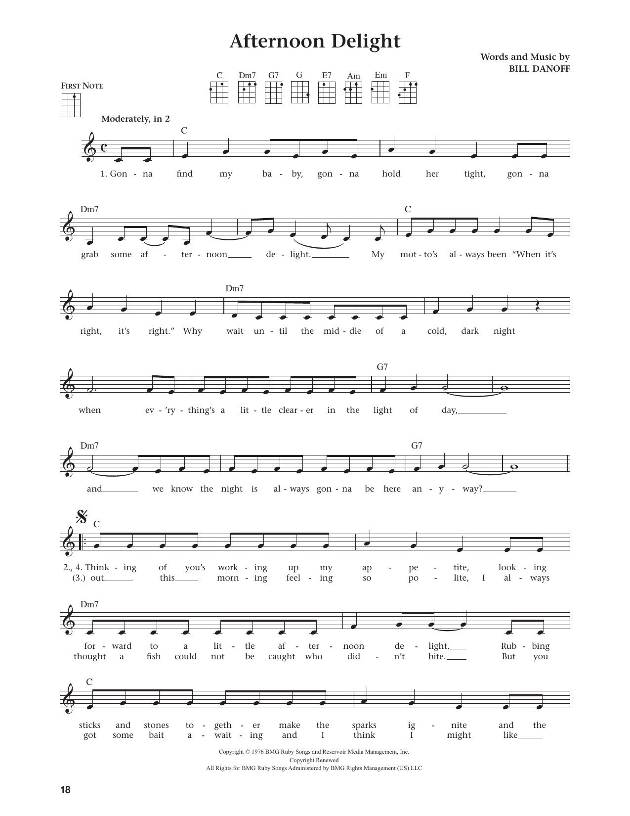 Afternoon Delight (from The Daily Ukulele)