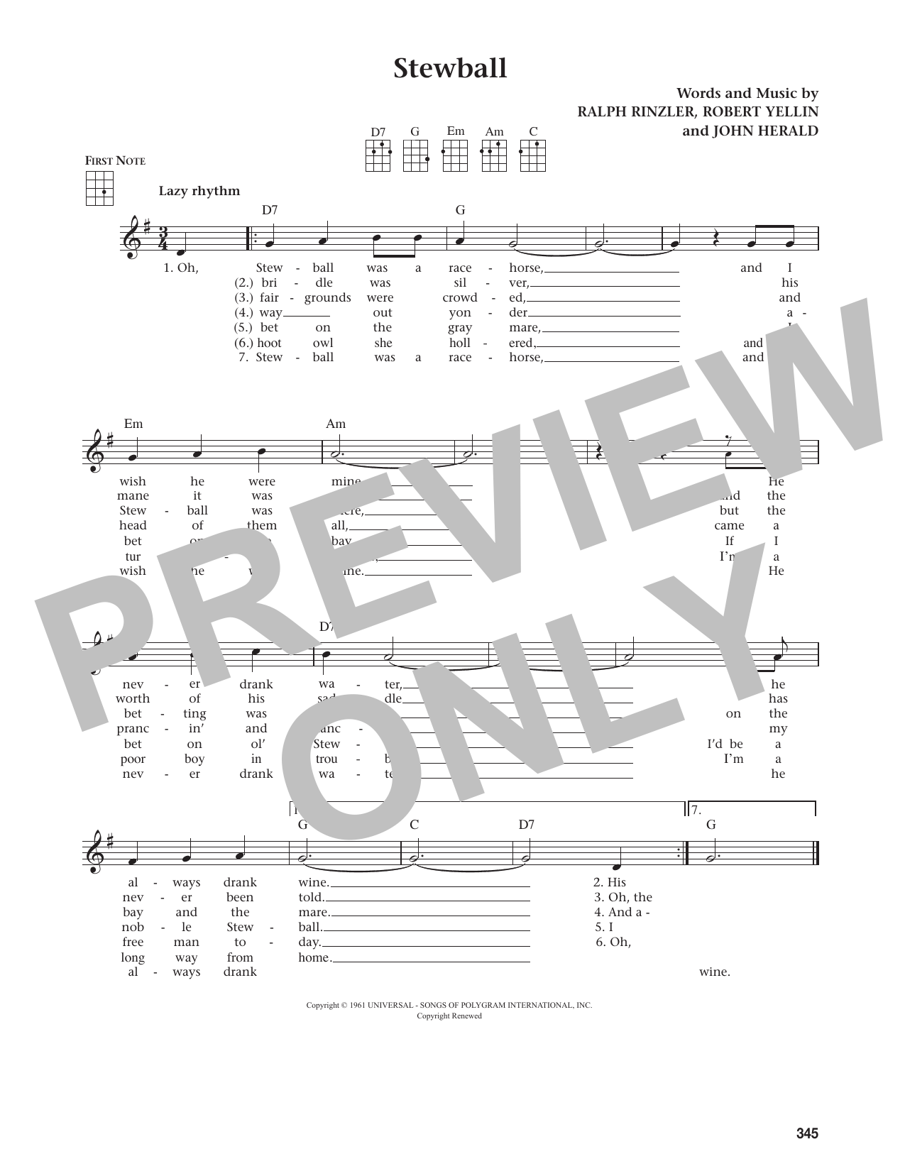 Stewball (from The Daily Ukulele)