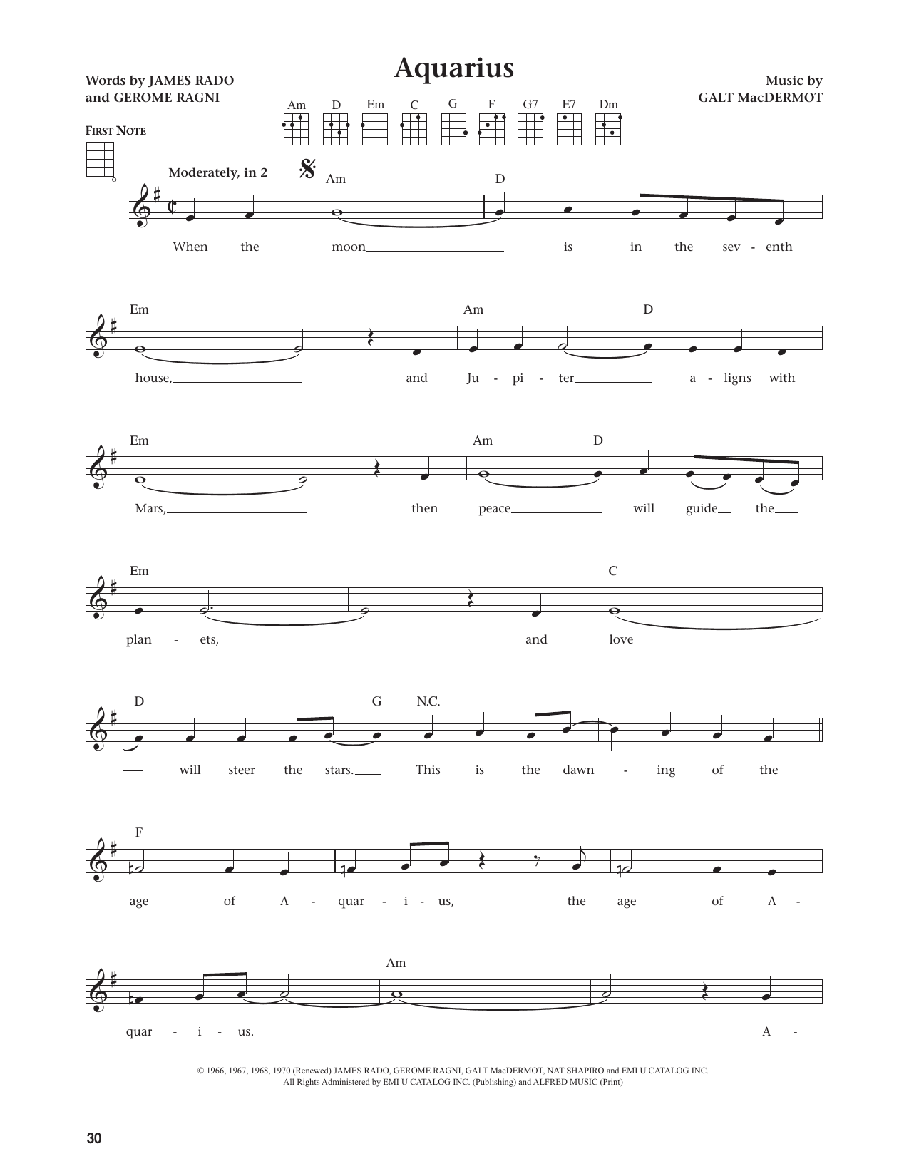 Aquarius (from The Daily Ukulele)