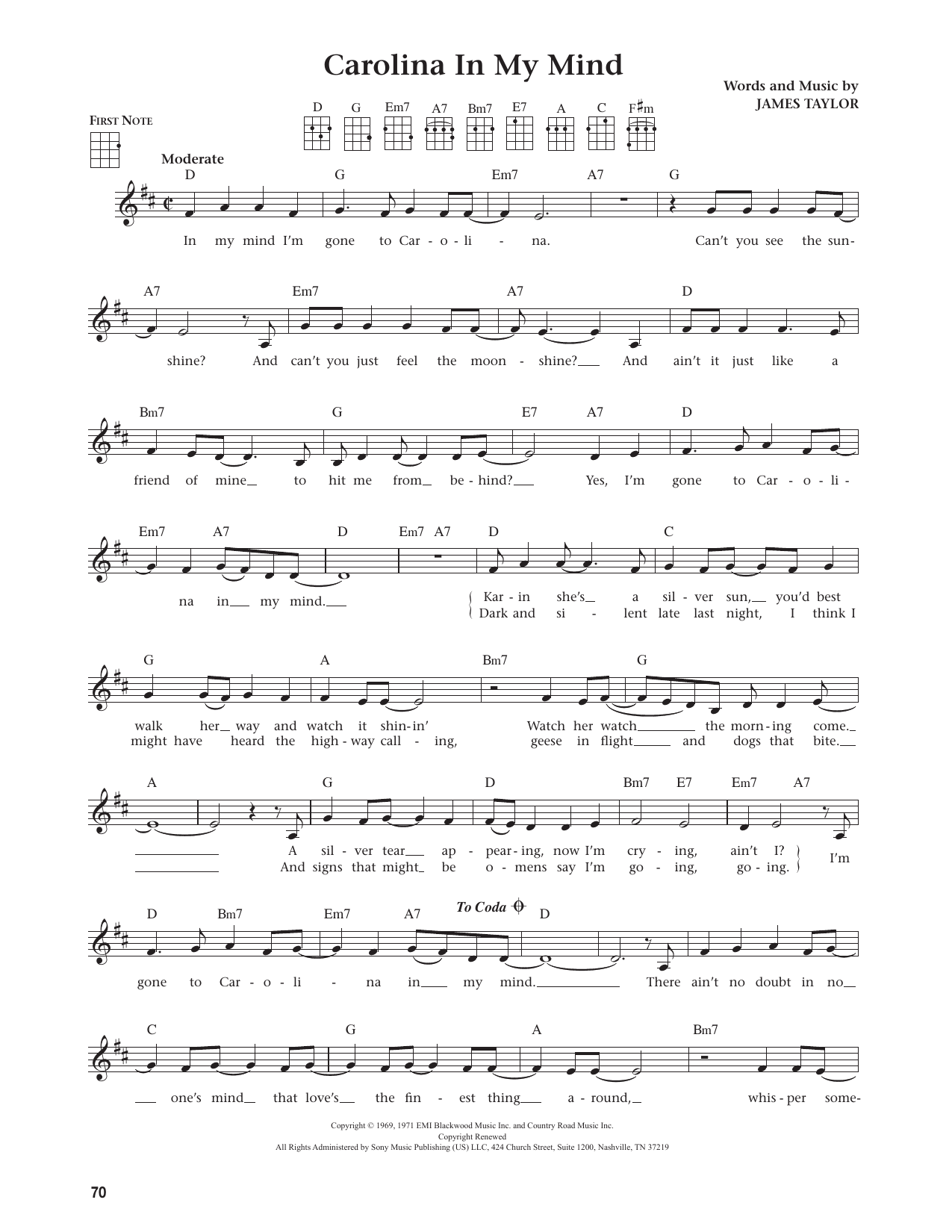 Carolina In My Mind (from The Daily Ukulele)