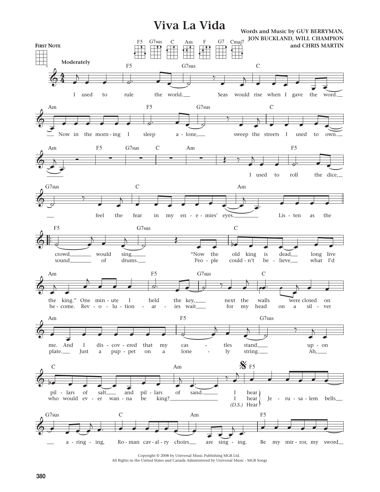 Viva La Vida (from The Daily Ukulele)