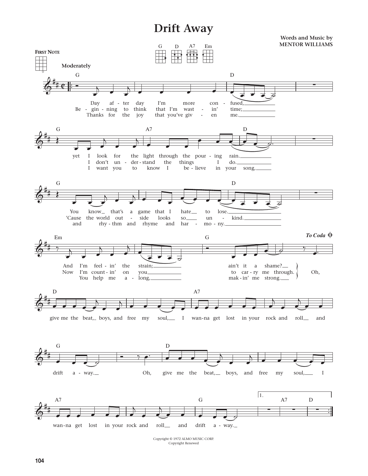 Drift Away (from The Daily Ukulele)