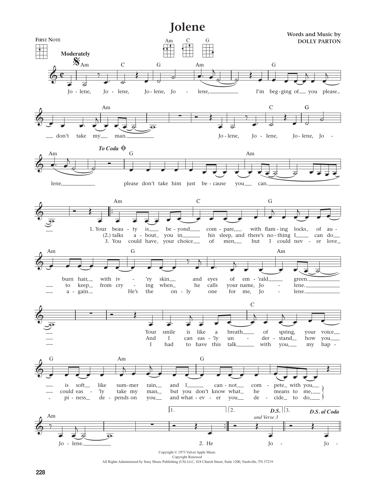 Jolene (from The Daily Ukulele)