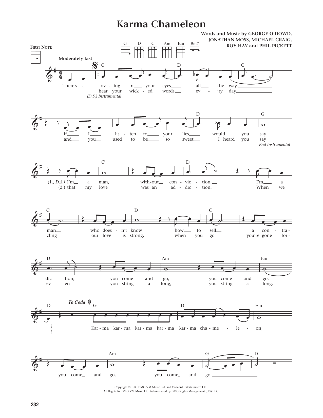 Karma Chameleon (from The Daily Ukulele)