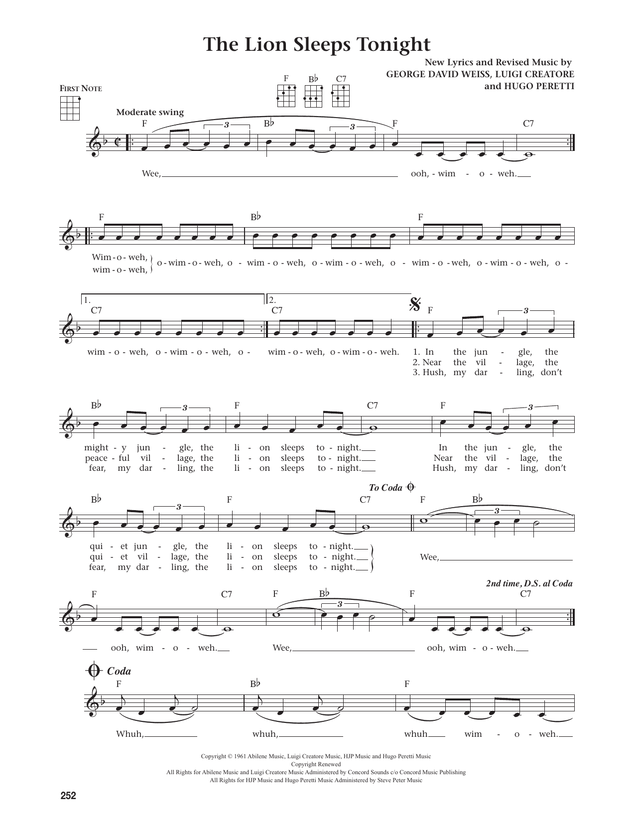 The Lion Sleeps Tonight (from The Daily Ukulele)