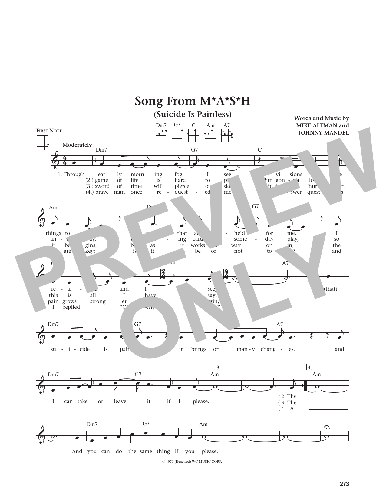 Song From M*A*S*H (Suicide Is Painless) (from The Daily Ukulele)