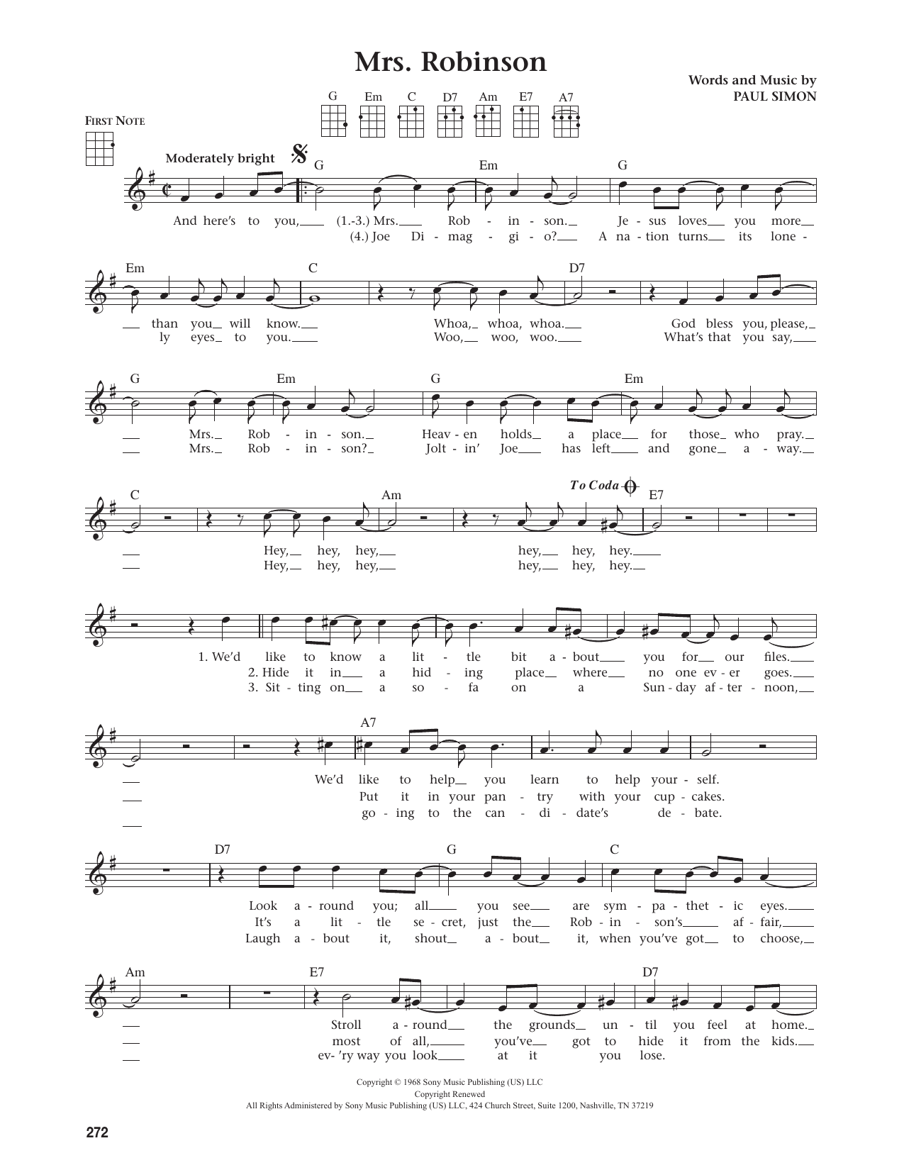 Mrs. Robinson (from The Daily Ukulele)