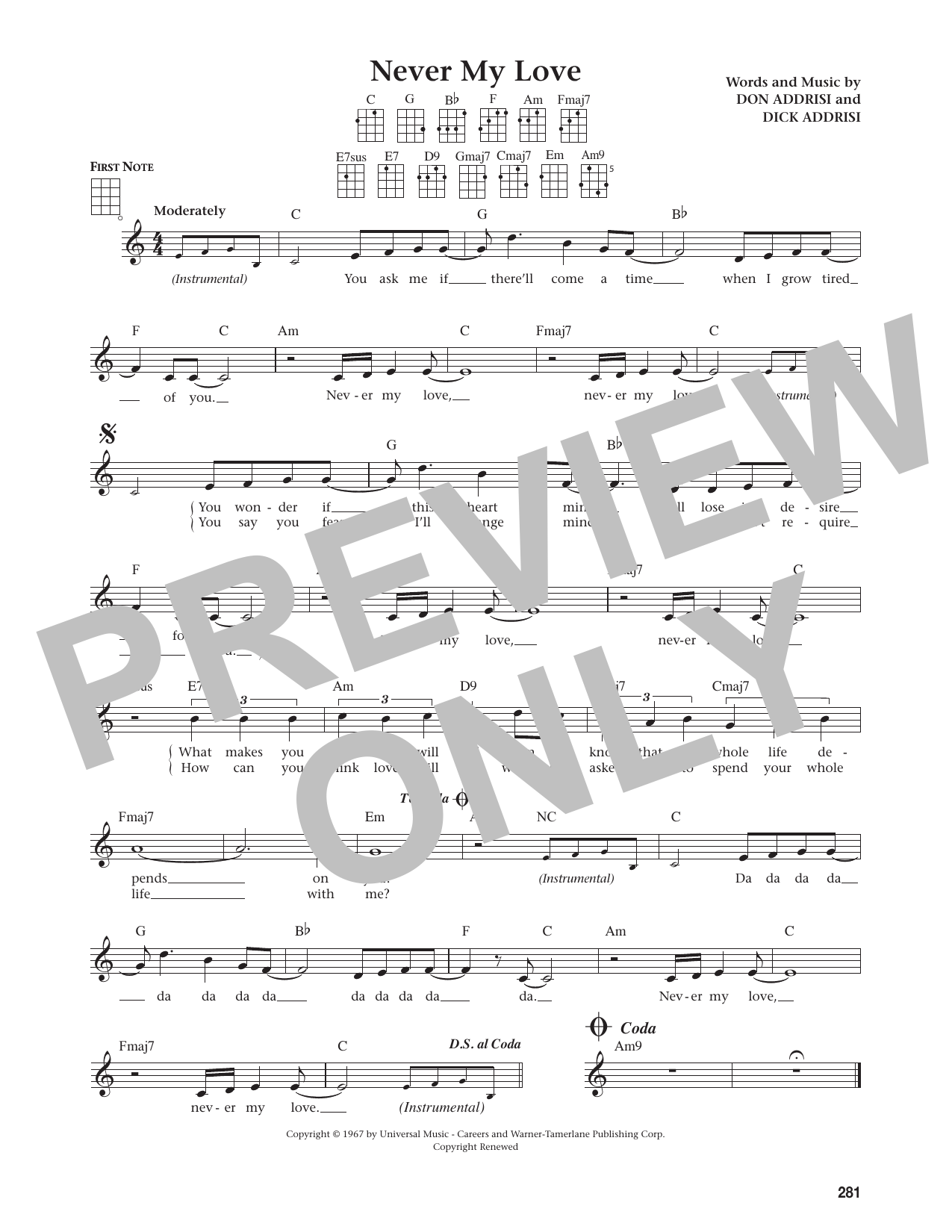 Never My Love (from The Daily Ukulele)