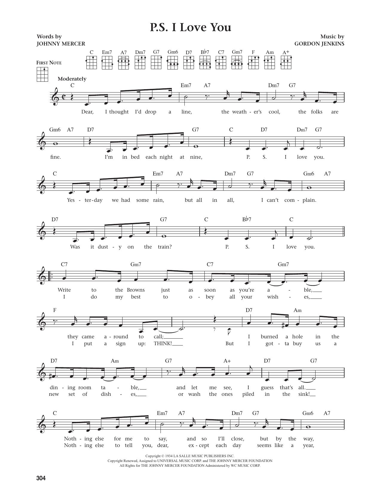 P.S. I Love You (from The Daily Ukulele)