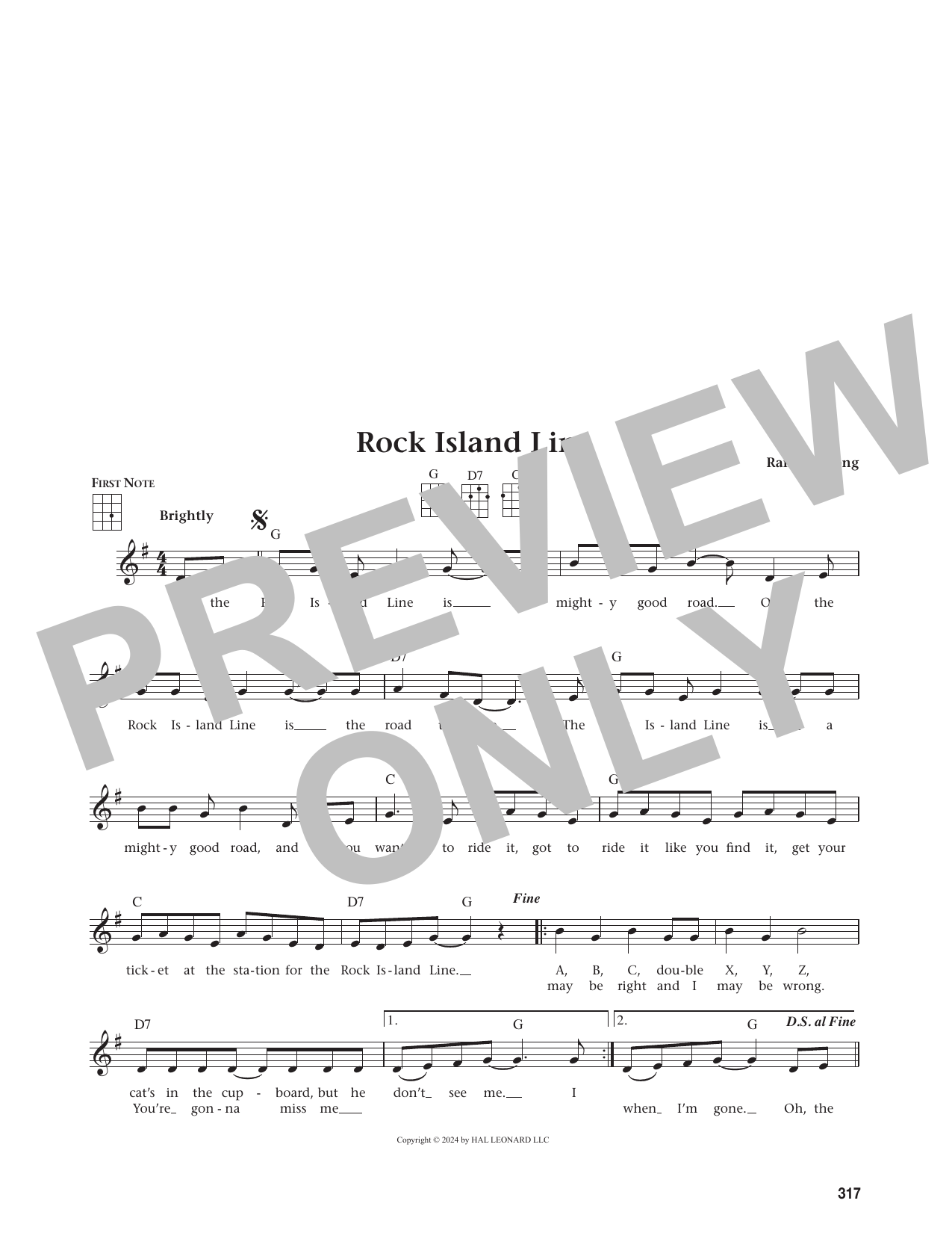 Rock Island Line (from The Daily Ukulele)